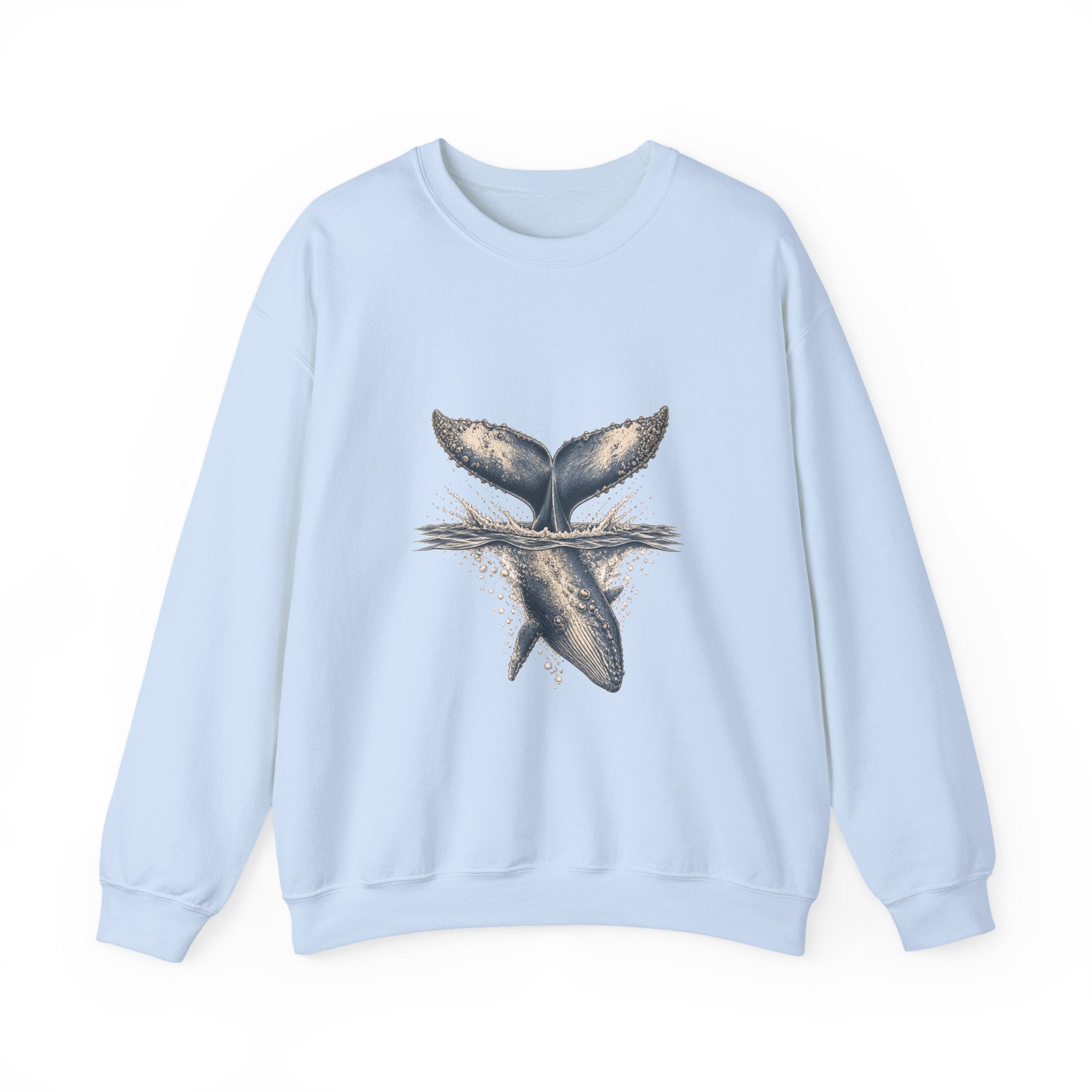 Matching Couple Sweatshirt - Eagle & Whale Matching Couple Crewneck Sweatshirt Hand-Drawn Art His Hers Best Friend Gift - Design B
