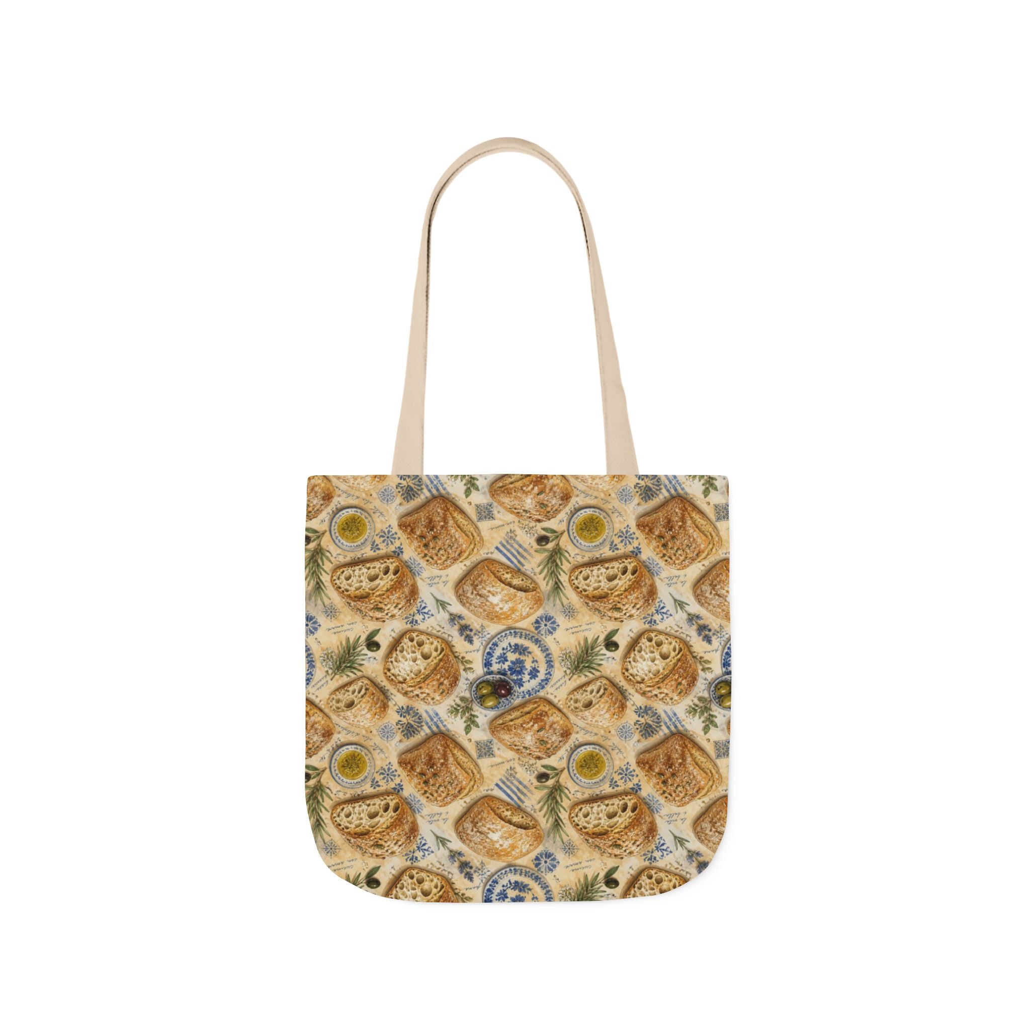 Ciabatta Rolls Canvas Tote Bag Mediterranean Kitchen Watercolor Design Italian Cottagecore Gift