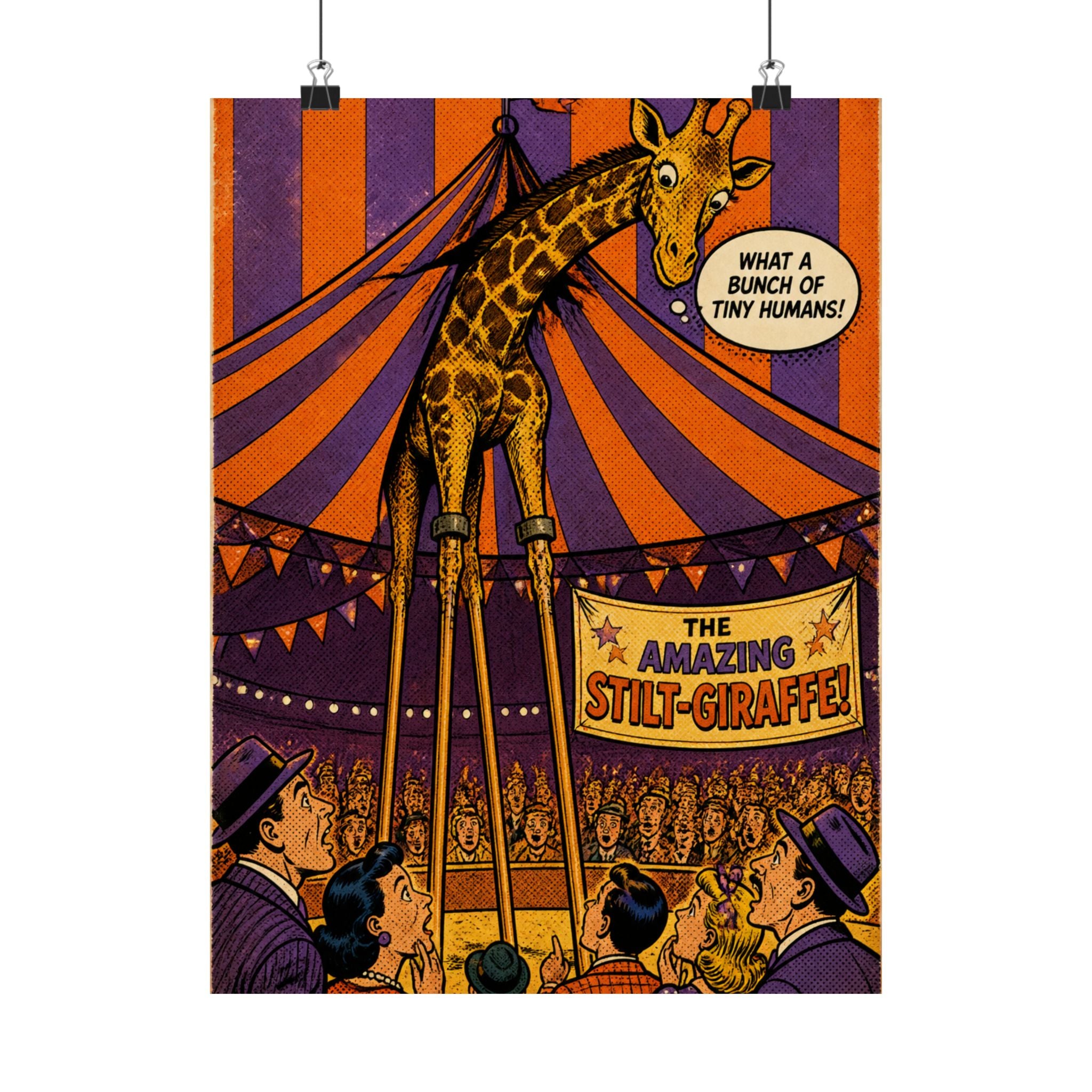 Giraffe on Stilts Wall Art Poster 18×24 Pop Art Living Room Decor Maximalist Print