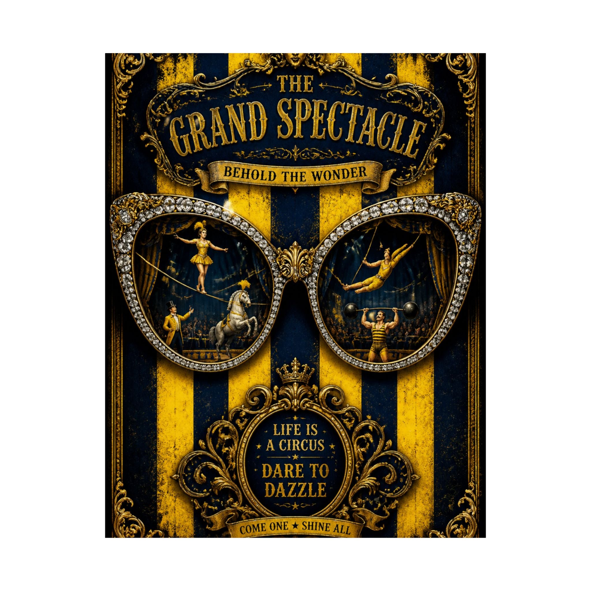 Sunglasses Circus Ring Wall Art Poster 18×24 Baroque Home Office Decor Maximalist Print