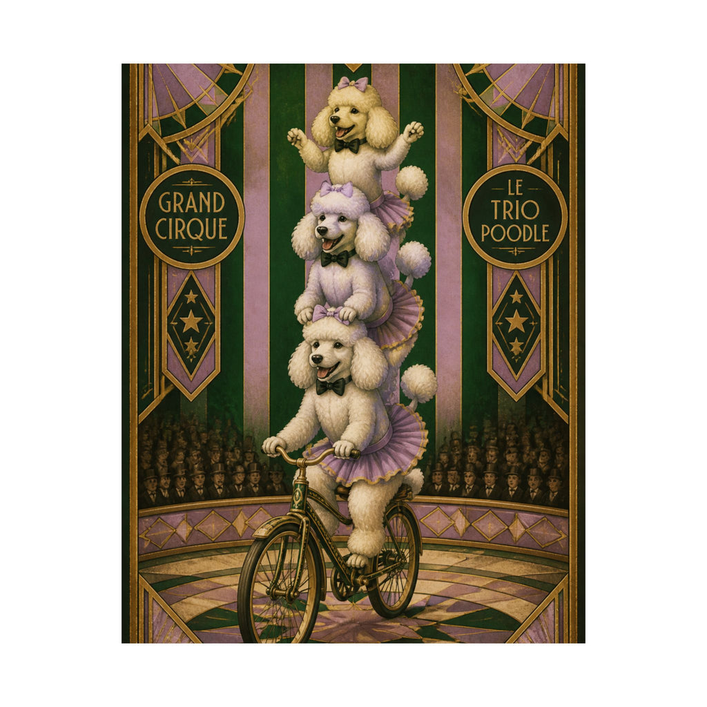 Poodle Stack Bicycle Wall Art Poster 24×36 Art Deco Bar Area Decor Maximalist Print