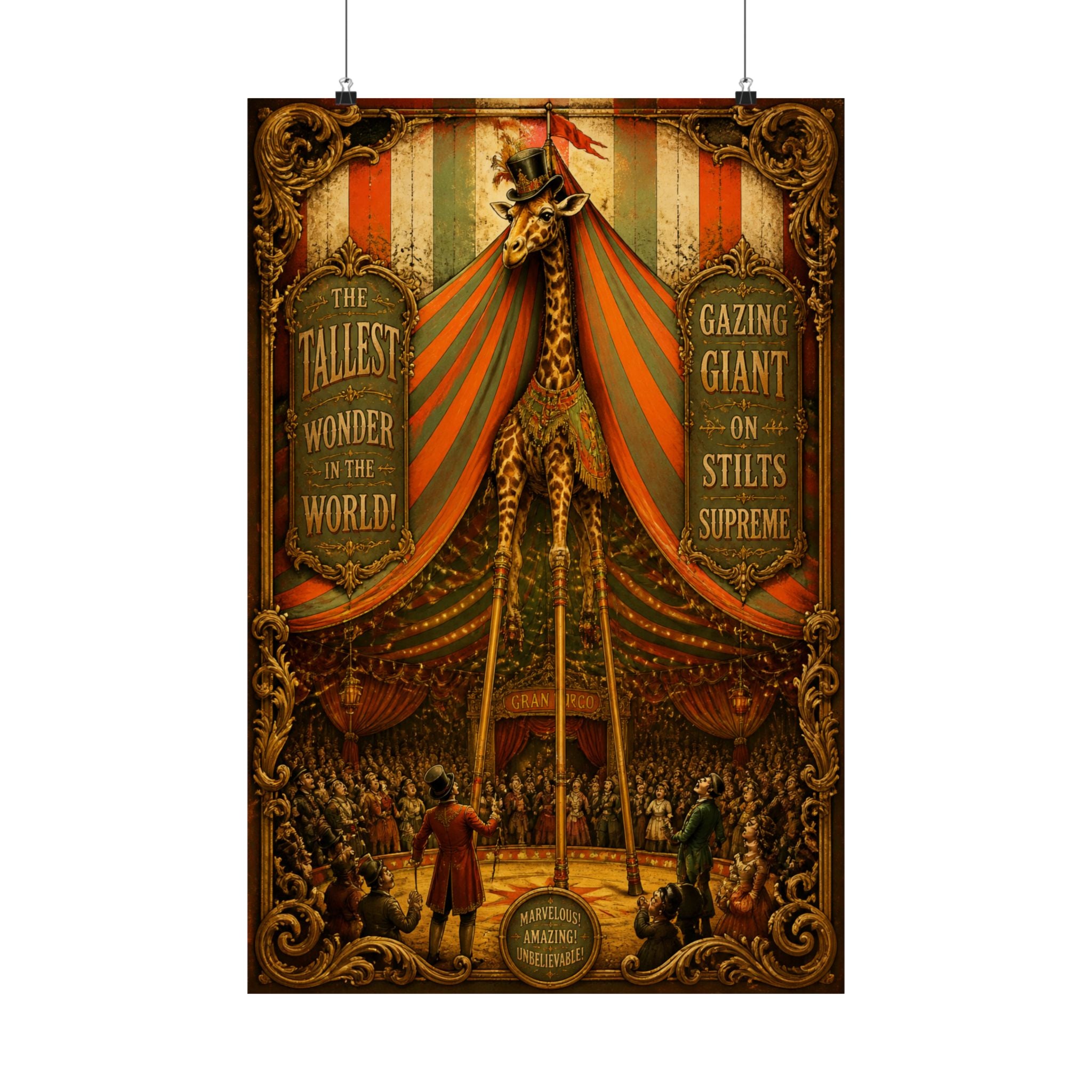 Giraffe on Stilts Wall Art Poster 24×36 Baroque Studio Decor Maximalist Print