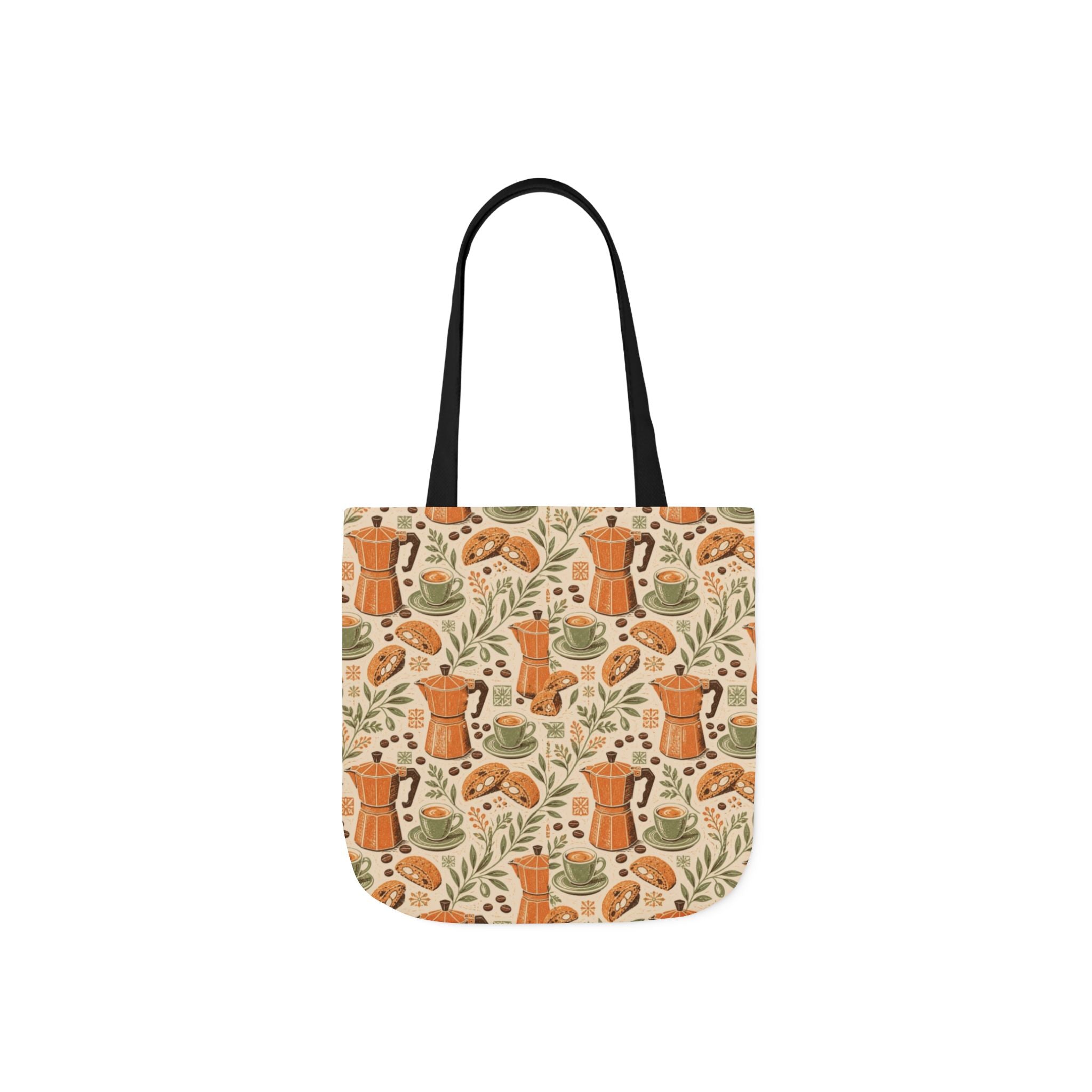 Espresso Moka Pot Canvas Tote Bag Mediterranean Kitchen Linocut Design Italian Cottagecore Gift