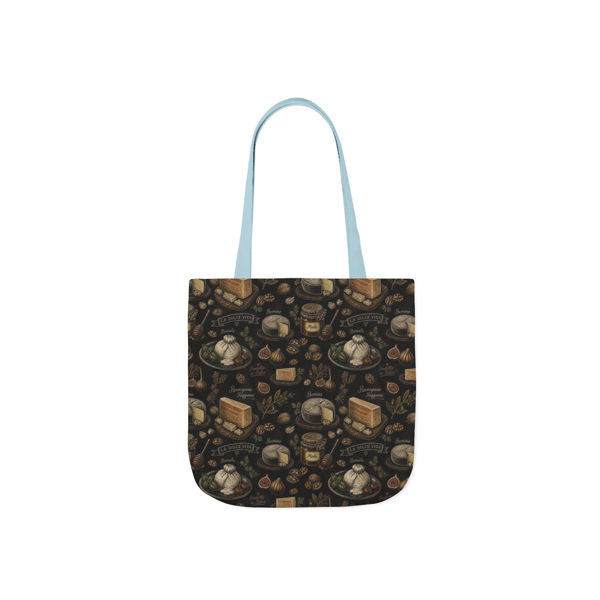 Italian Cheese Board Canvas Tote Bag Mediterranean Kitchen Chalk Art Design Italian Cottagecore Gift