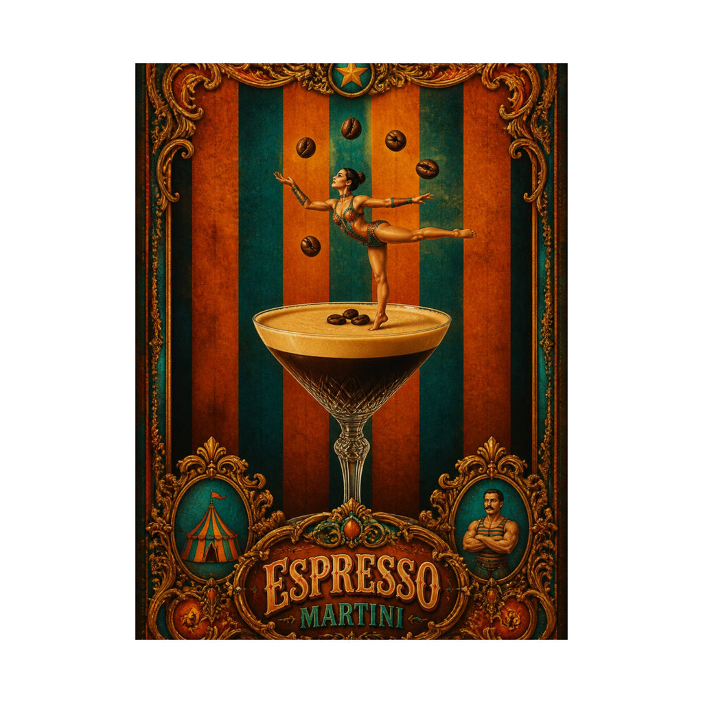 Espresso Martini Acrobat Wall Art Poster 24×36 Baroque Studio Decor Maximalist Print
