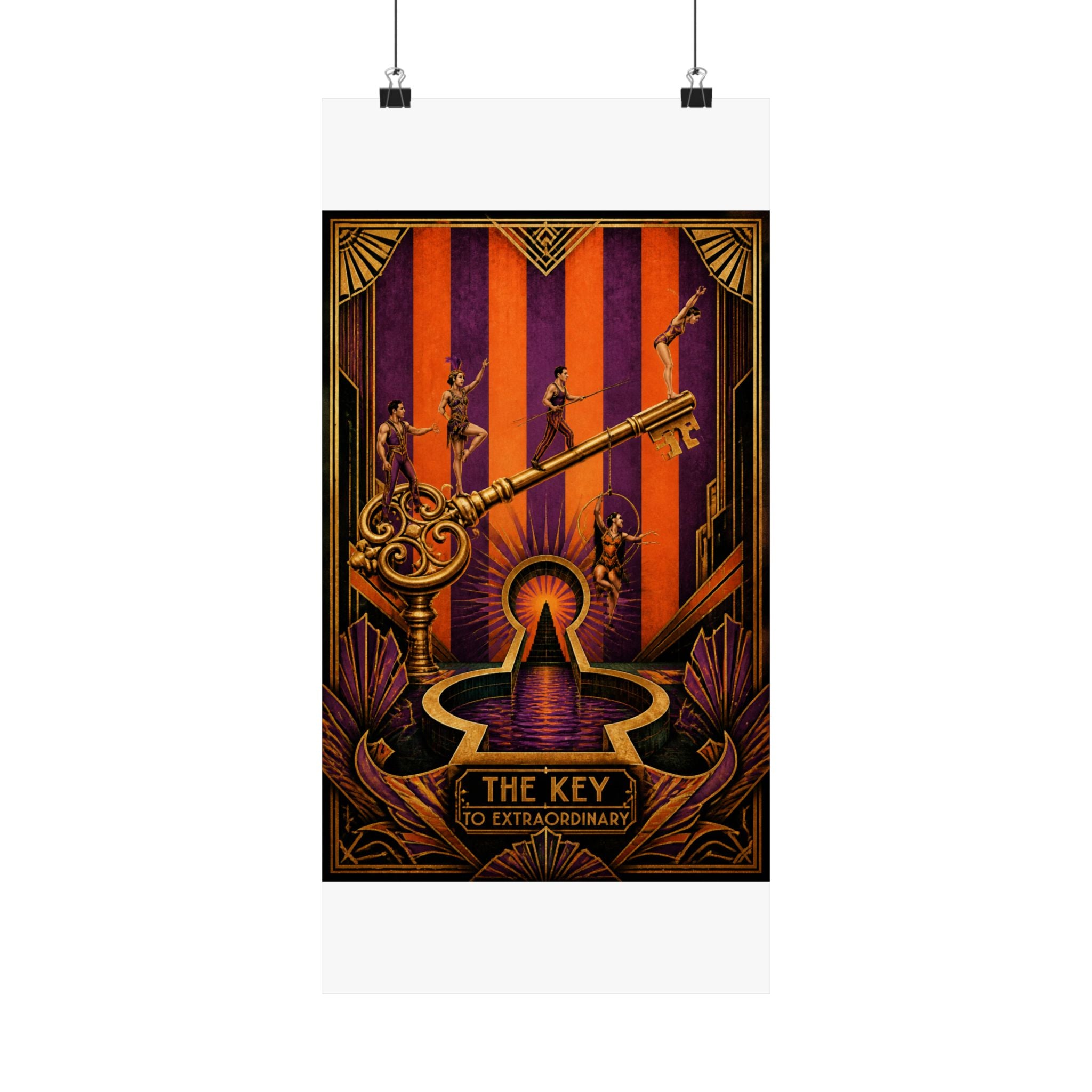Giant Key Performance Wall Art Poster 24×36 Art Deco Bar Area Decor Maximalist Print