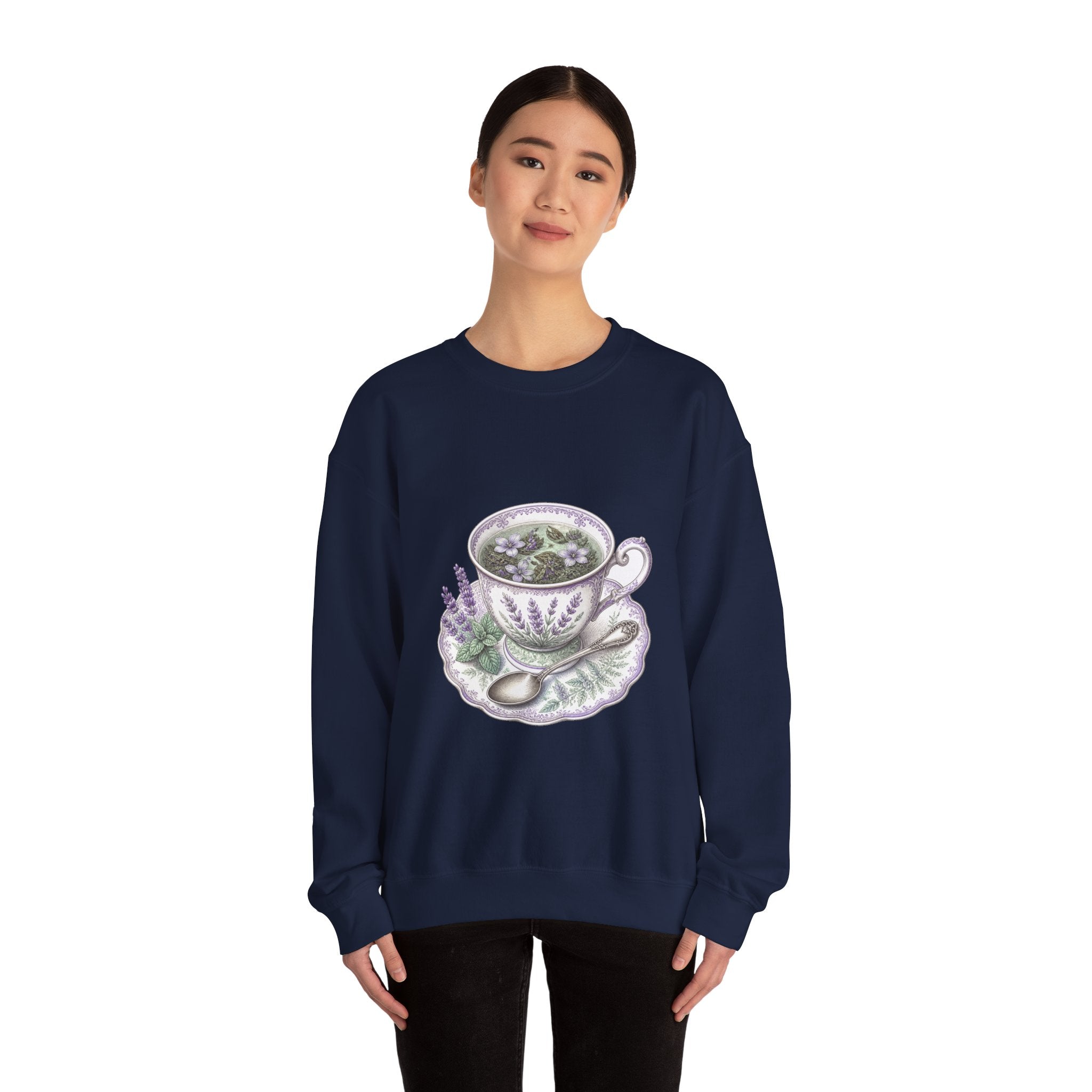 Matching Couple Sweatshirt - Coffee & Tea Matching Couple Premium Fleece Sweatshirt Vintage Art His Hers Honeymoon Gift - Design B