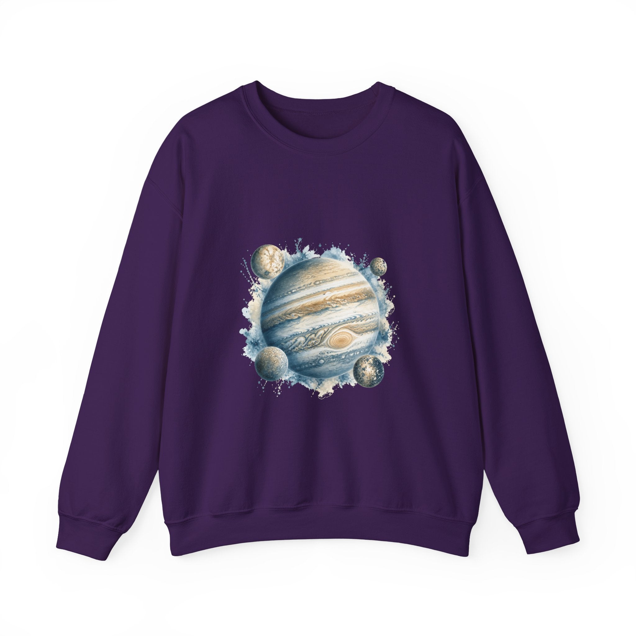 Matching Couple Sweatshirt - Saturn & Jupiter Matching Couple Crewneck Sweatshirt Watercolor Art His Hers Engagement Gift - Design B