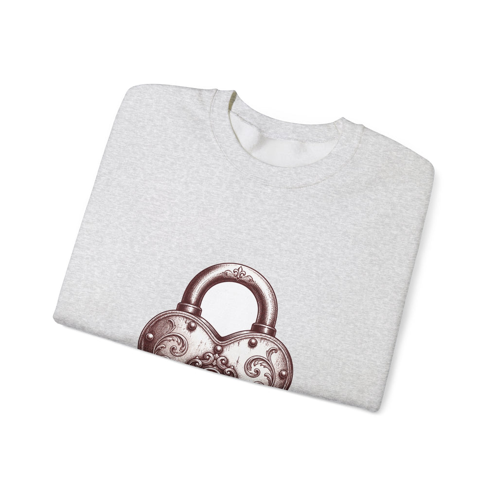 Matching Couple Sweatshirt - Key & Lock Matching Couple Premium Fleece Sweatshirt Hand-Drawn Art His Hers Anniversary Gift - Design B