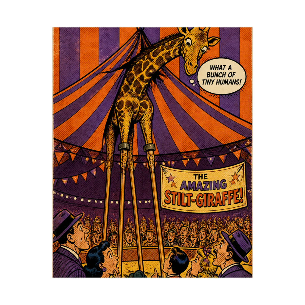 Giraffe on Stilts Wall Art Poster 18×24 Pop Art Living Room Decor Maximalist Print