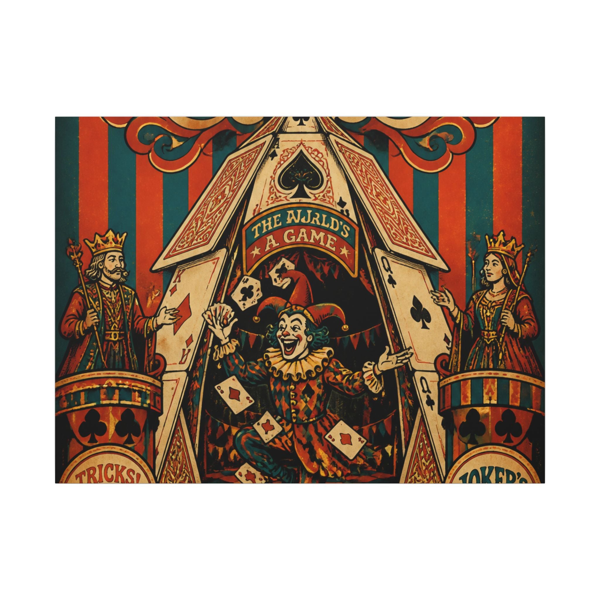 Playing Cards Tent Wall Art Canvas 24×36 Psychedelic Dining Room Decor Maximalist Print