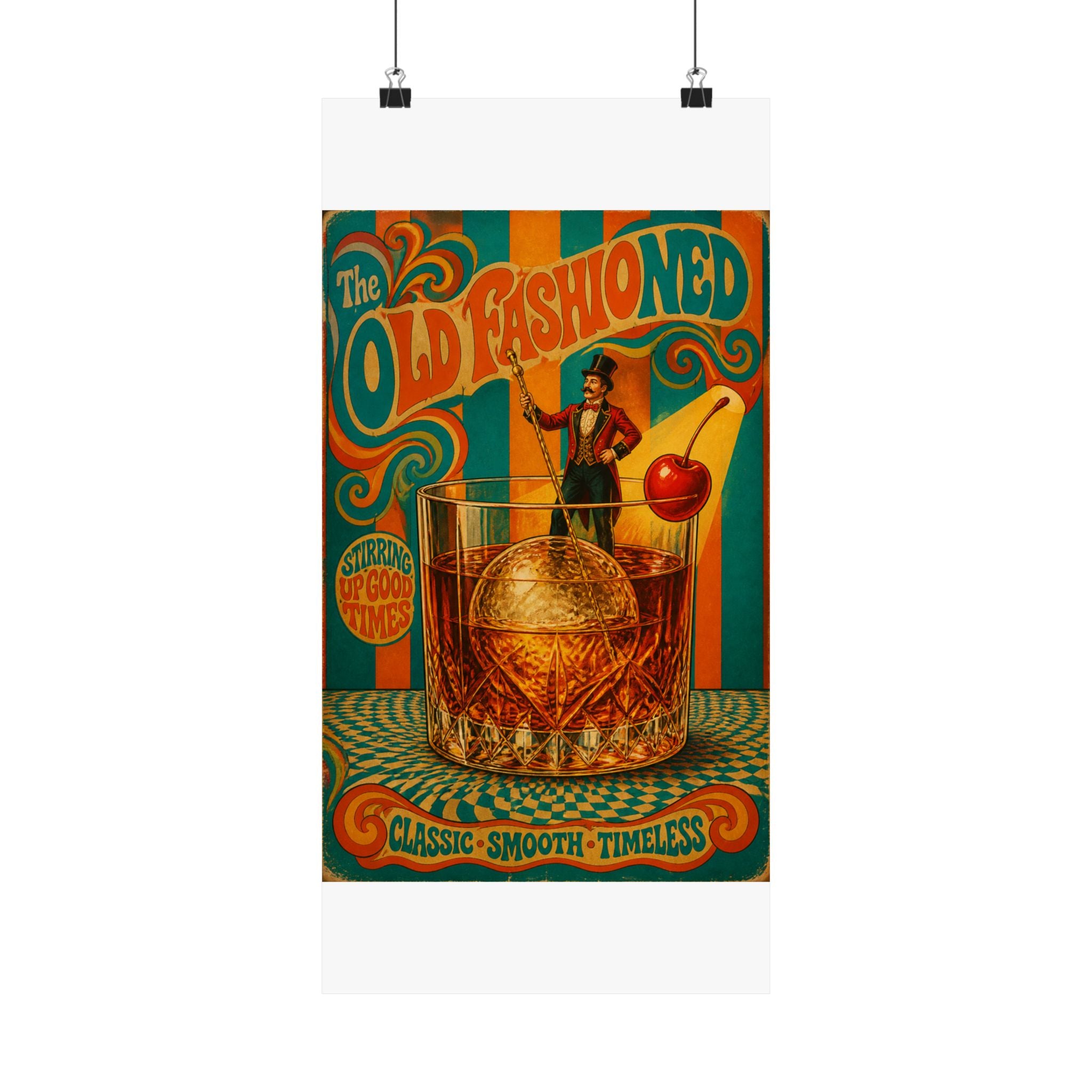 Old Fashioned Ringmaster Wall Art Poster 24×36 Psychedelic Dining Room Decor Maximalist Print