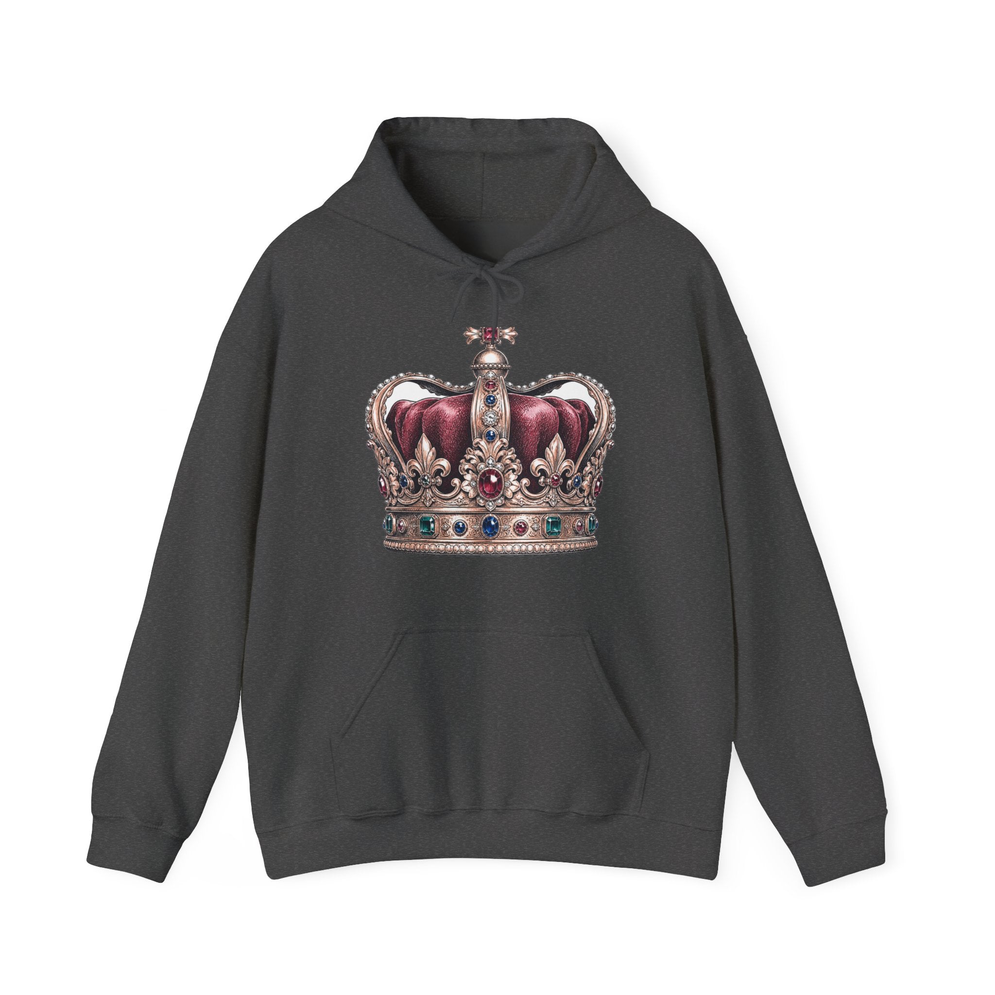Matching Couple Sweatshirt - Crown & Shield Matching Couple Hooded Sweatshirt Hand-Drawn Art His Hers Best Friend Gift - Design A