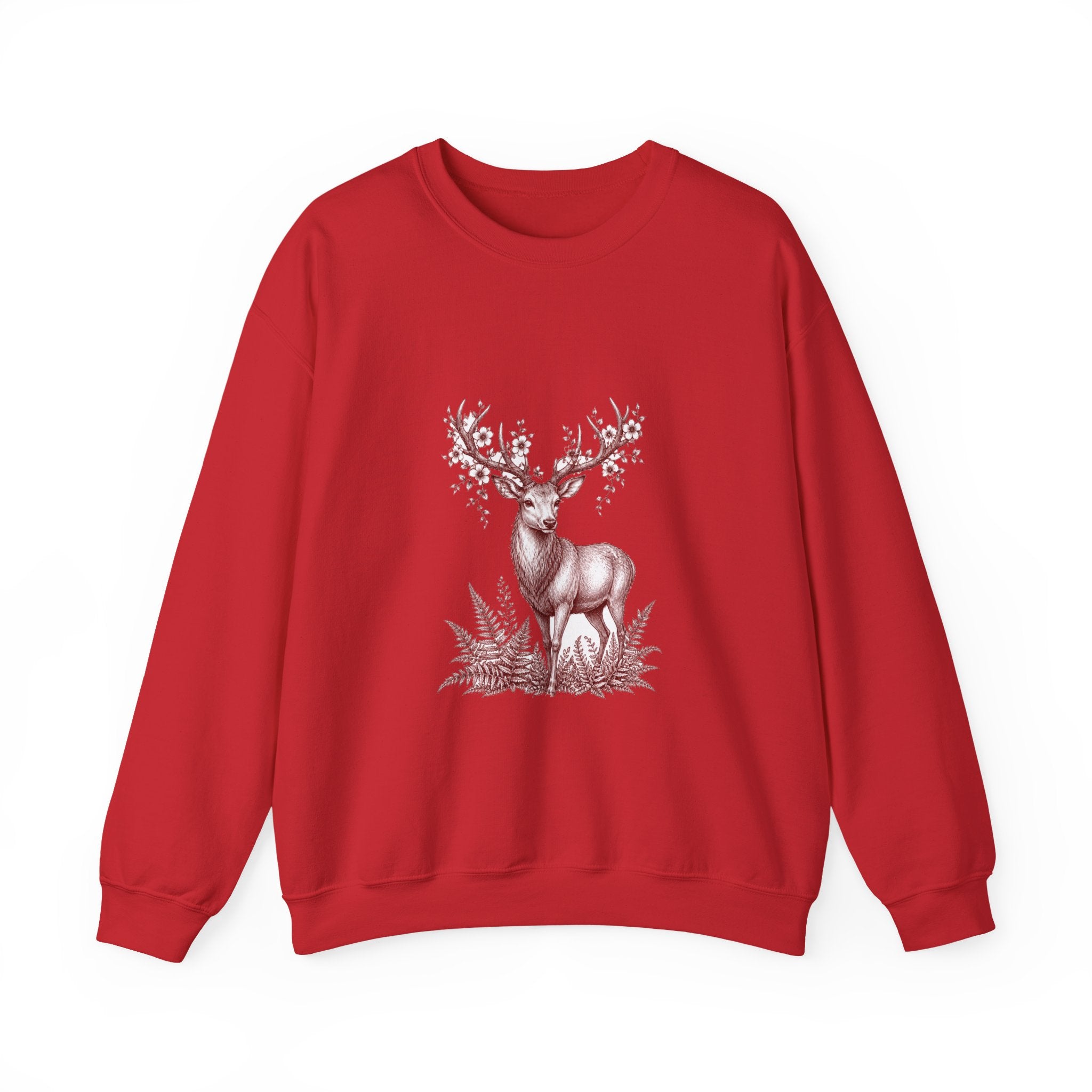 Matching Couple Sweatshirt - Bear & Deer Matching Couple Comfort Colors Crew Hand-Drawn Art His Hers Anniversary Gift - Design B