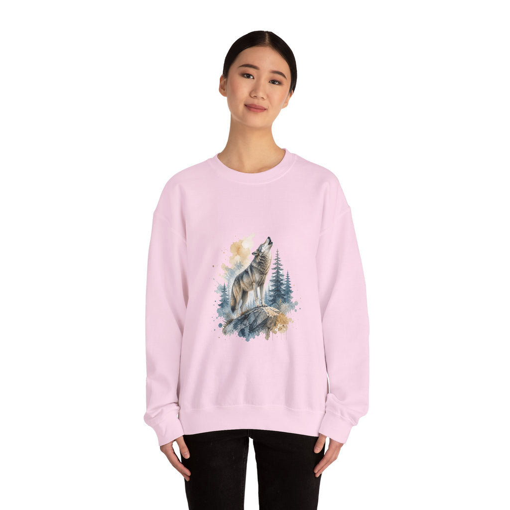 Matching Couple Sweatshirt - Wolf & Dove Matching Couple Premium Fleece Sweatshirt Watercolor Art His Hers Birthday Gift - Design A