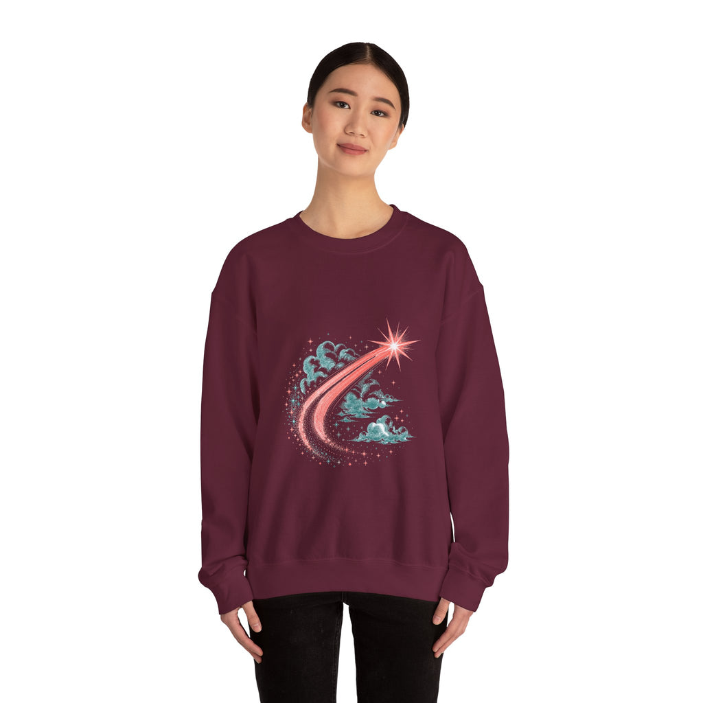Matching Couple Sweatshirt - Shooting Star & North Star Matching Couple Premium Fleece Sweatshirt Vintage Art His Hers Honeymoon Gift - Design A