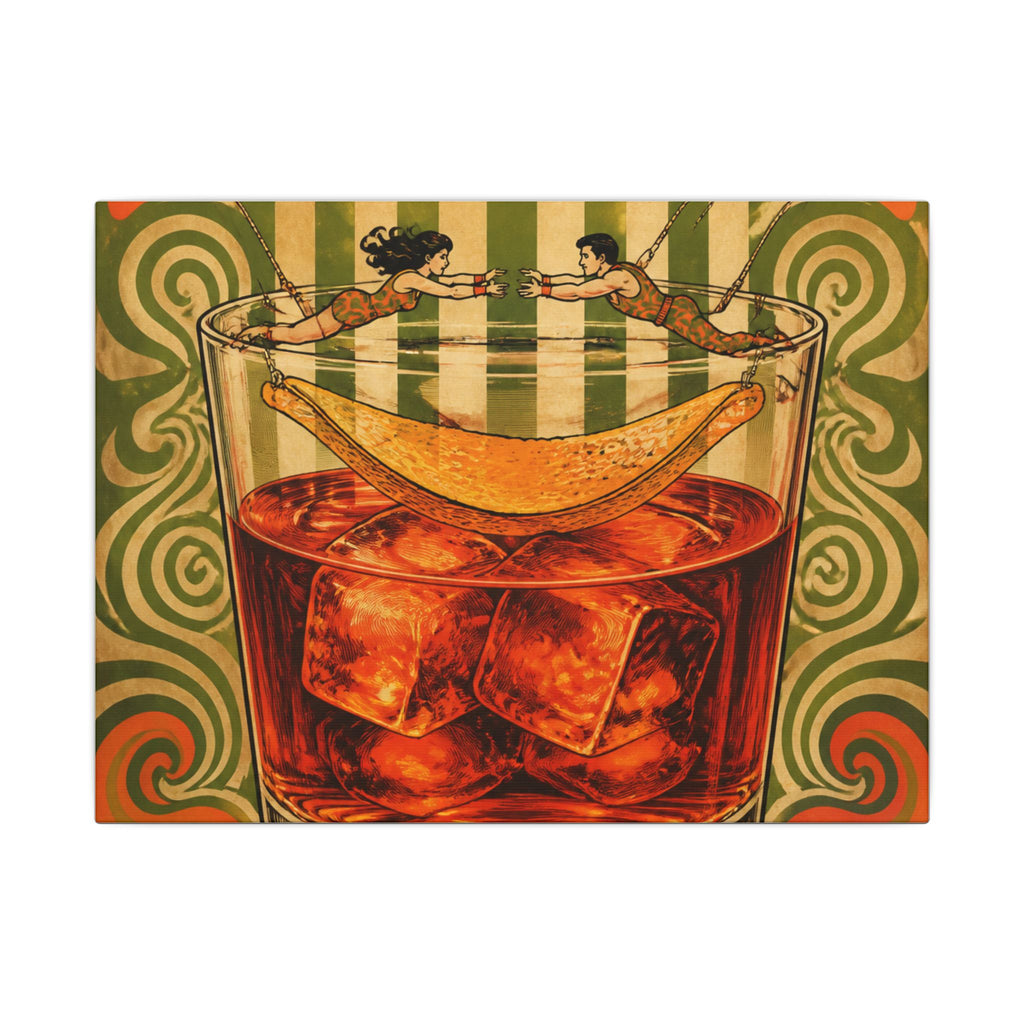 Negroni Trapeze Act Wall Art Canvas 24×36 Psychedelic Dining Room Decor Maximalist Print