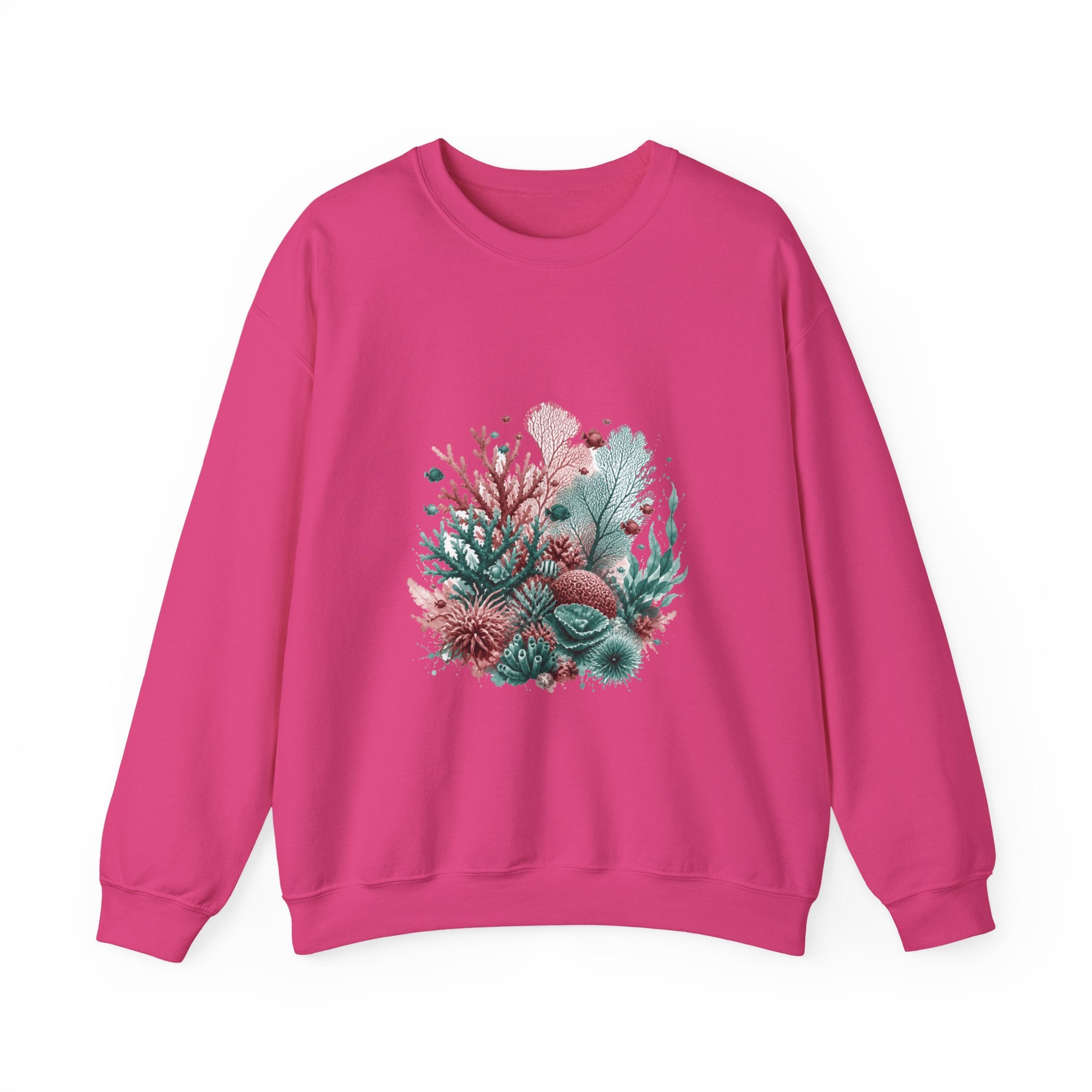 Matching Couple Sweatshirt - Coral Reef & Deep Sea Matching Couple Premium Fleece Sweatshirt Watercolor Art His Hers Birthday Gift - Design A