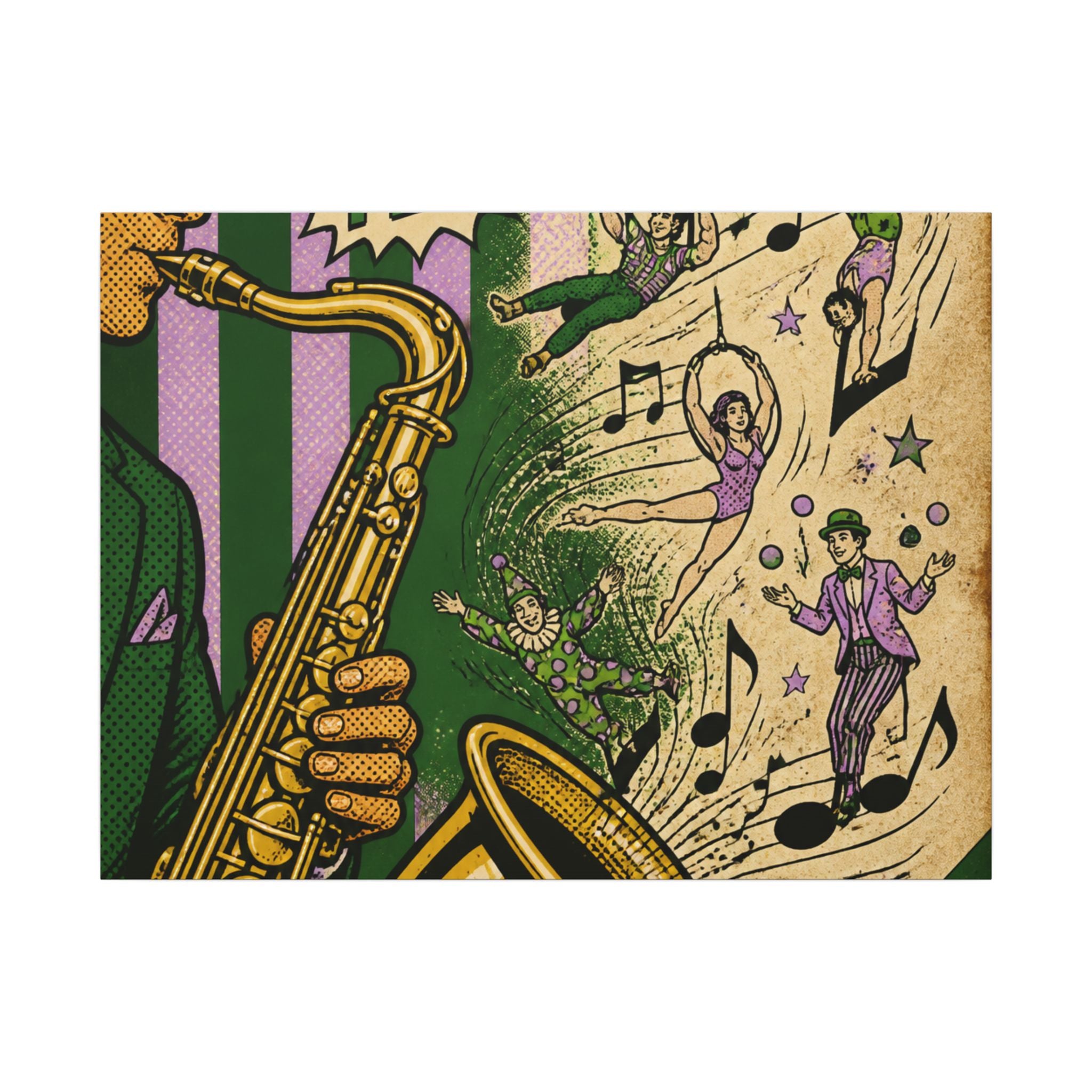 Saxophone Music Circus Wall Art Canvas 24×36 Pop Art Restaurant Decor Maximalist Print