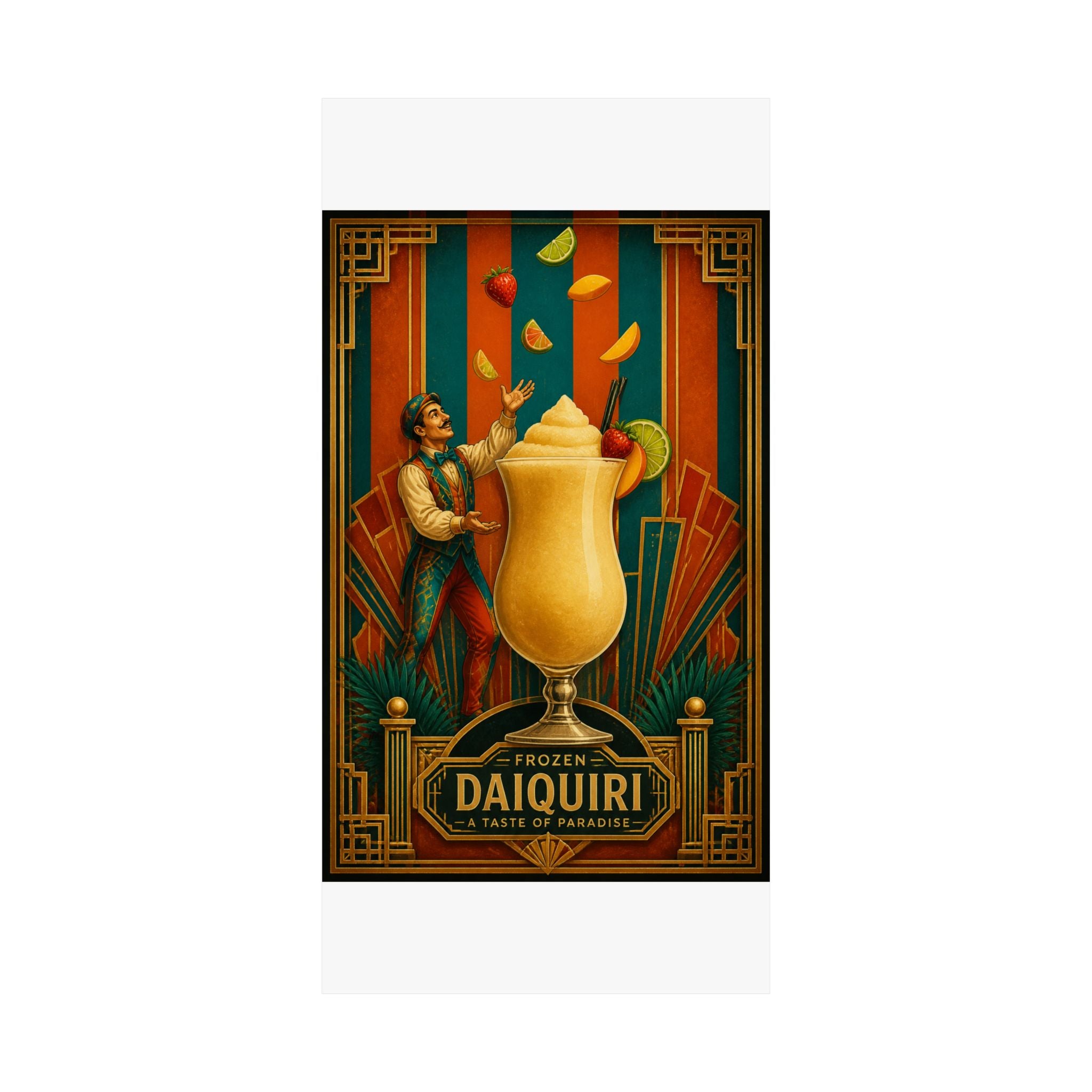 Daiquiri Fruit Juggler Wall Art Poster 24×36 Art Deco Bar Area Decor Maximalist Print