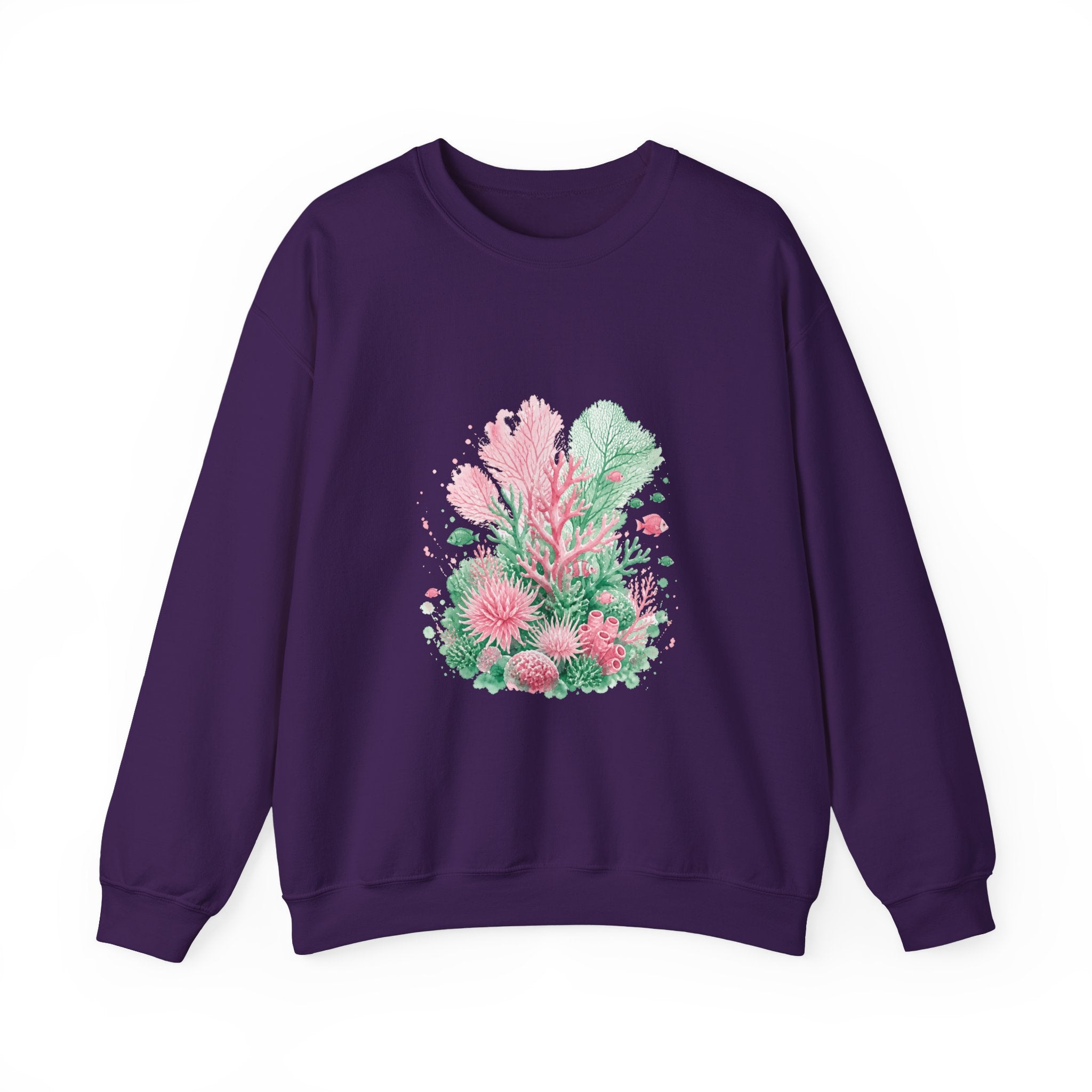 Matching Couple Sweatshirt - Coral Reef & Deep Sea Matching Couple Crewneck Sweatshirt Watercolor Art His Hers Engagement Gift - Design A