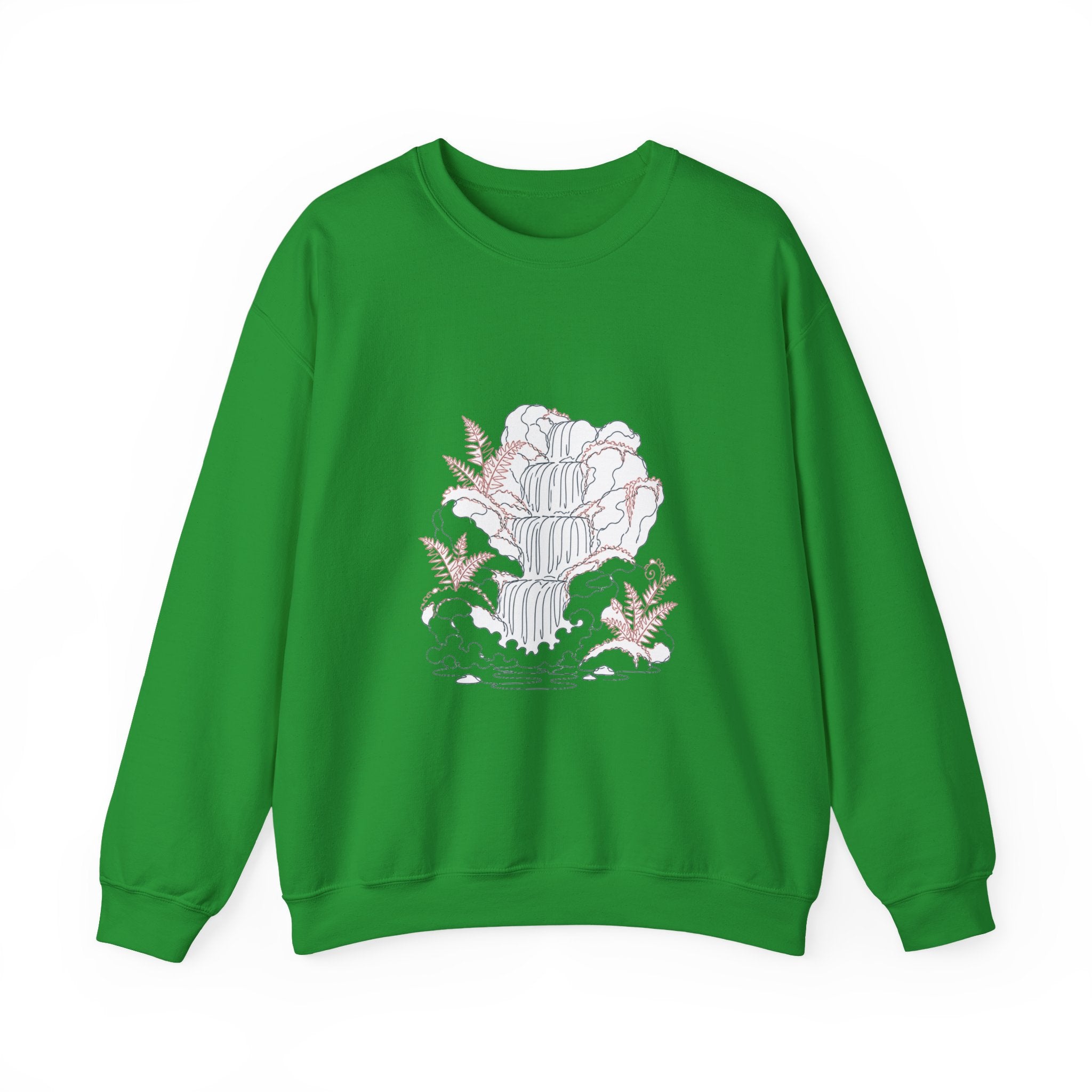 Matching Couple Sweatshirt - Wildfire & Waterfall Matching Couple Crewneck Sweatshirt Minimalist Art His Hers Valentine Gift - Design B