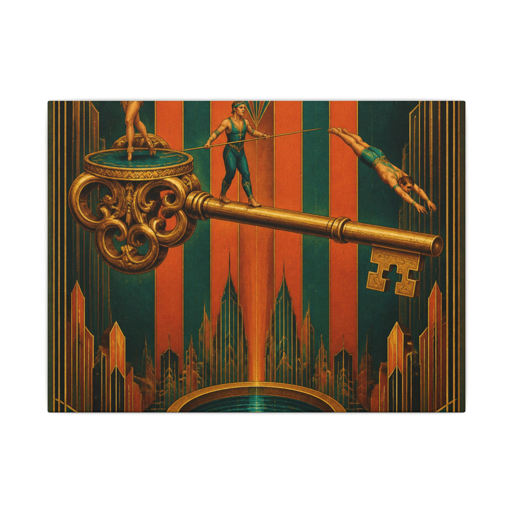 Giant Key Performance Wall Art Canvas 16×20 Art Deco Entryway Decor Maximalist Print