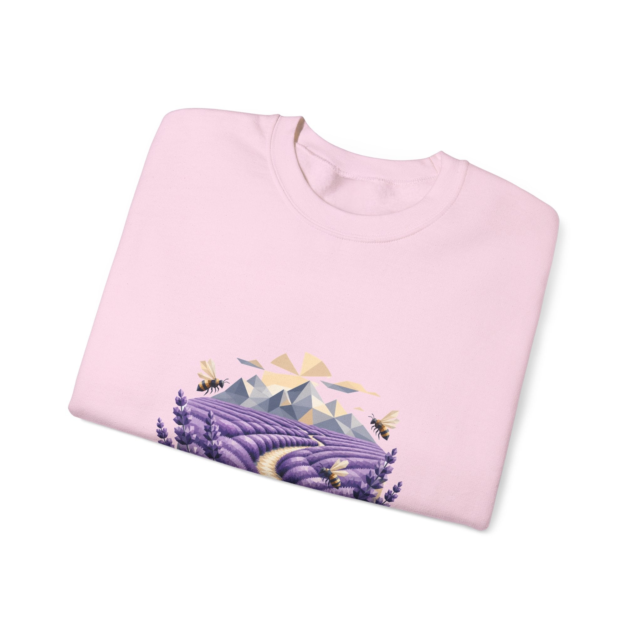 Matching Couple Sweatshirt - Lavender Fields & Canyon Matching Couple Crewneck Sweatshirt Geometric Art His Hers Couple Gift - Design A
