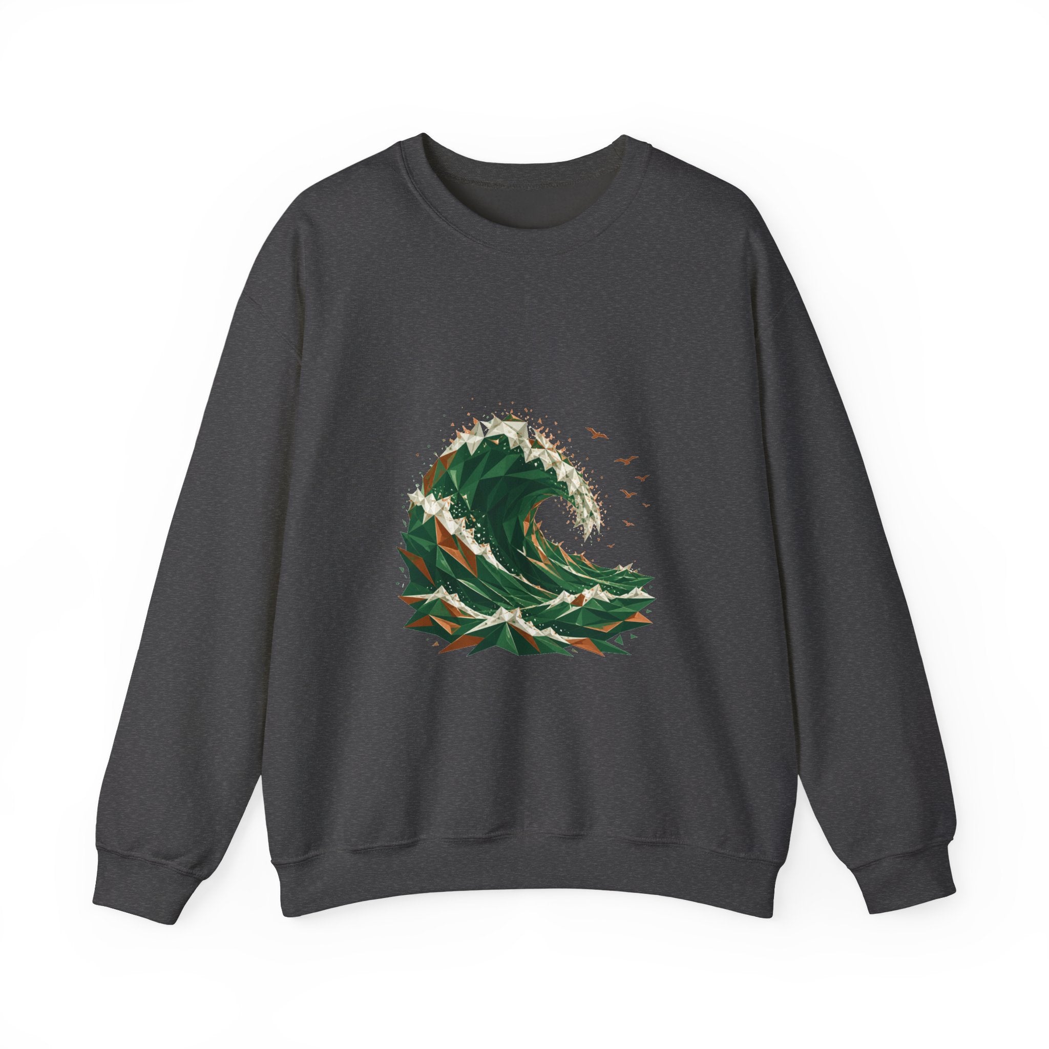 Matching Couple Sweatshirt - Mountain & Ocean Matching Couple Premium Fleece Sweatshirt Geometric Art His Hers Love Gift - Design B