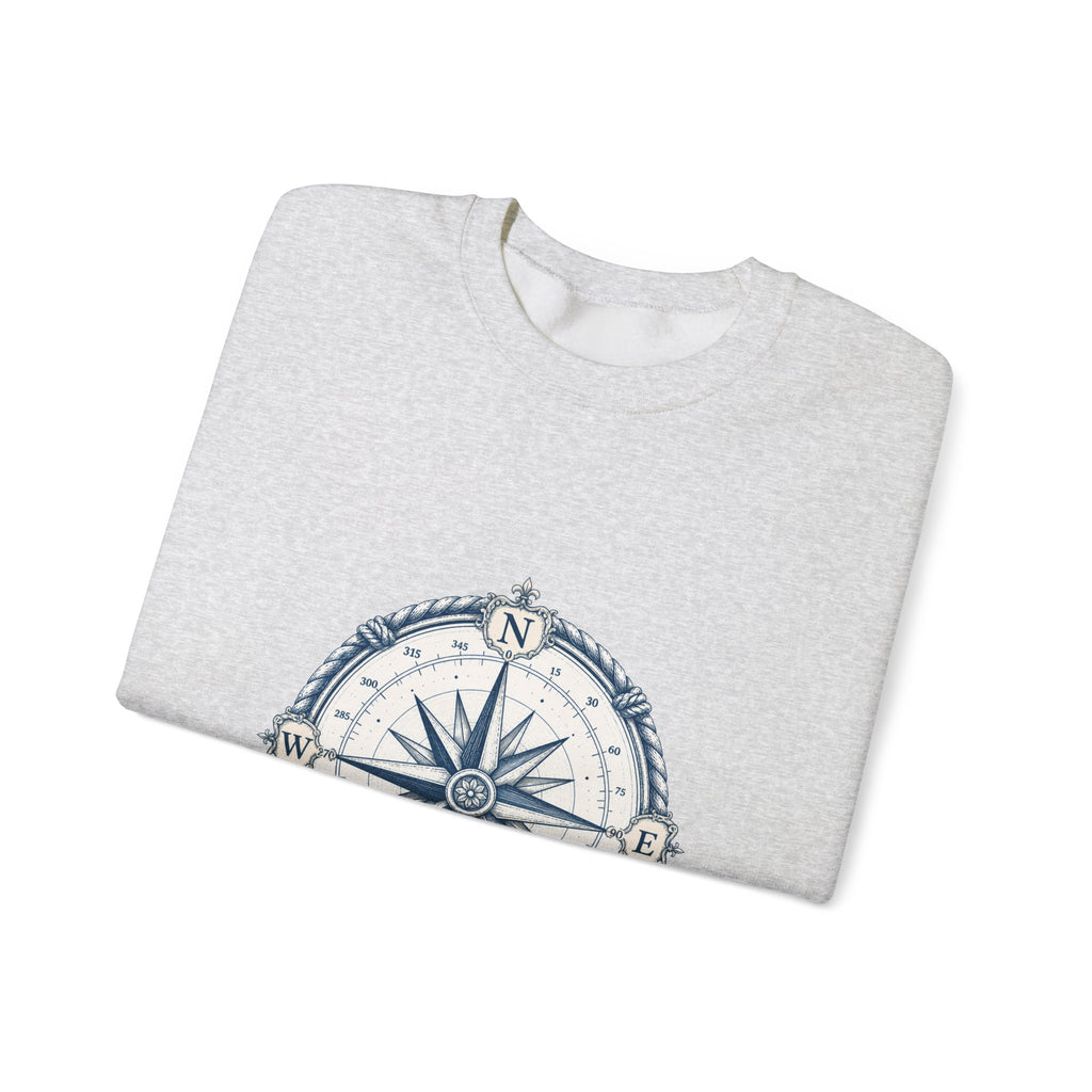Matching Couple Sweatshirt - Compass North & South Matching Couple Crewneck Sweatshirt Hand-Drawn Art His Hers Best Friend Gift - Design A