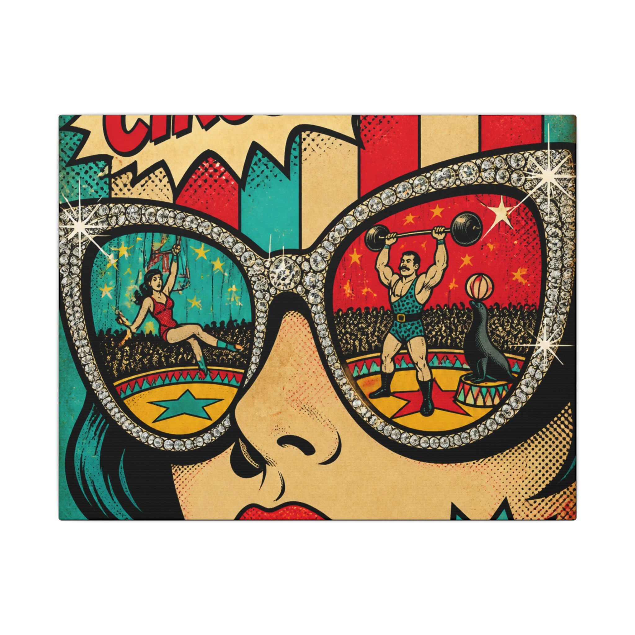 Sunglasses Circus Ring Wall Art Canvas 24×36 Pop Art Restaurant Decor Maximalist Print