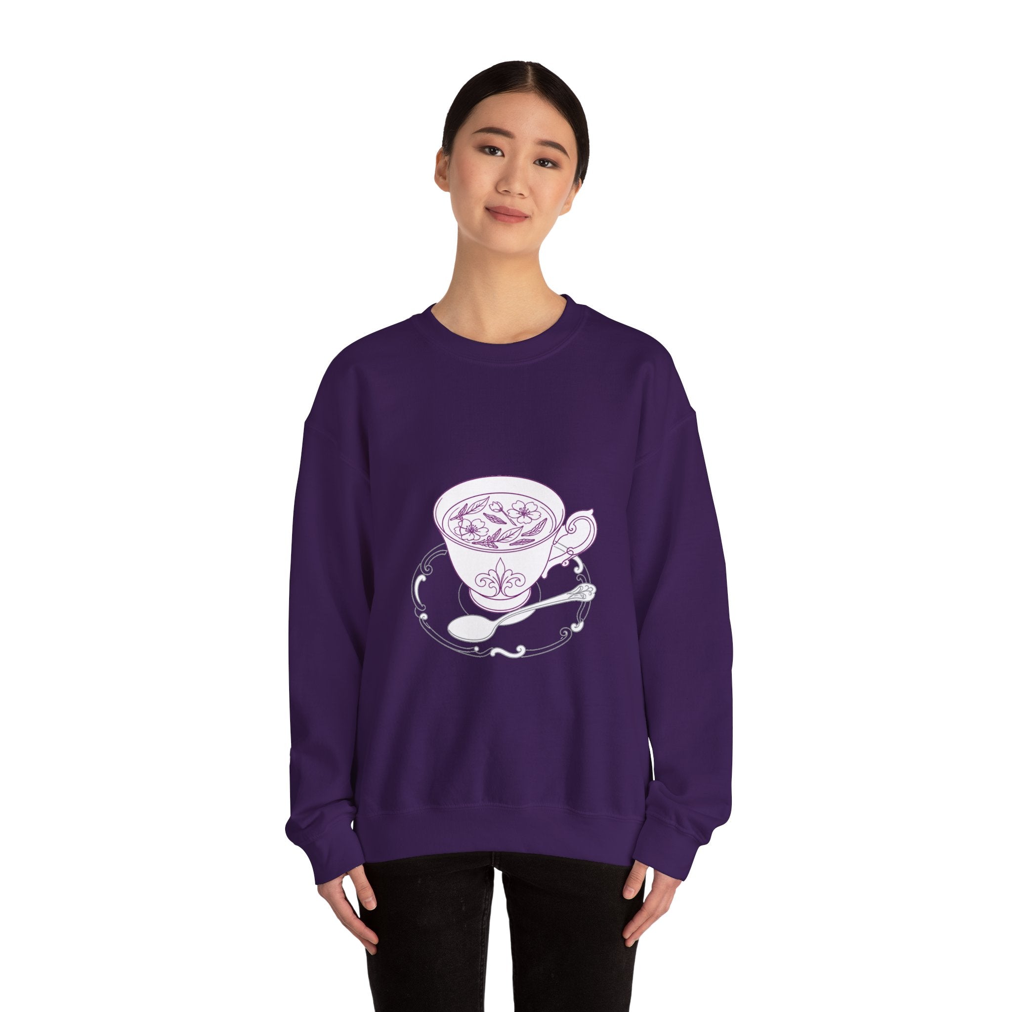 Matching Couple Sweatshirt - Coffee & Tea Matching Couple Comfort Colors Crew Minimalist Art His Hers Christmas Gift - Design B