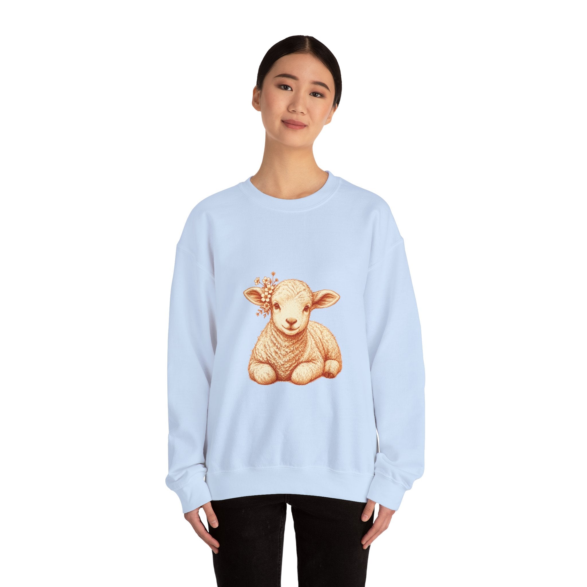 Matching Couple Sweatshirt - Lion & Lamb Matching Couple Comfort Colors Crew Hand-Drawn Art His Hers Anniversary Gift - Design B