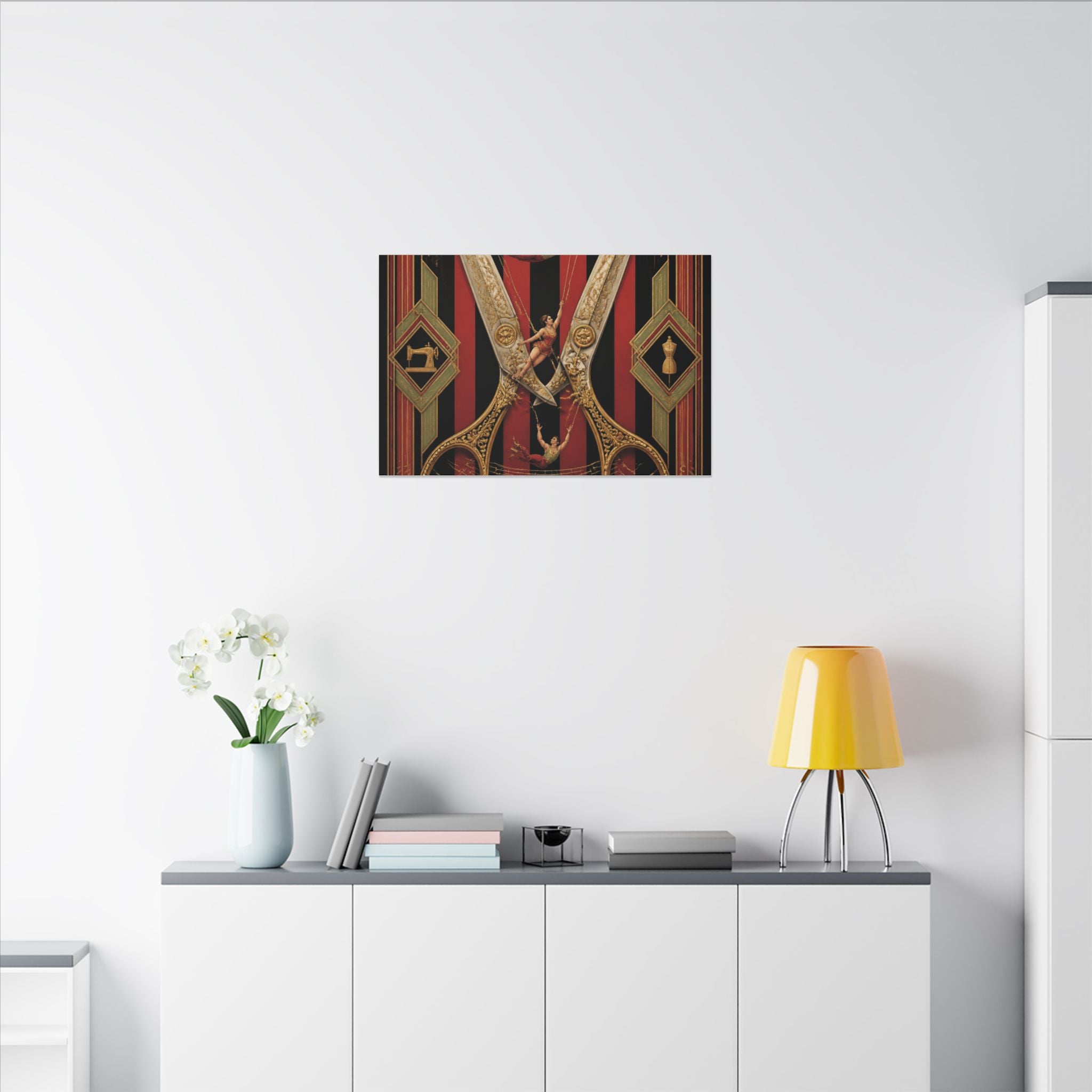 Giant Scissors Trapeze Wall Art Canvas 24×36 Art Deco Bar Area Decor Maximalist Print