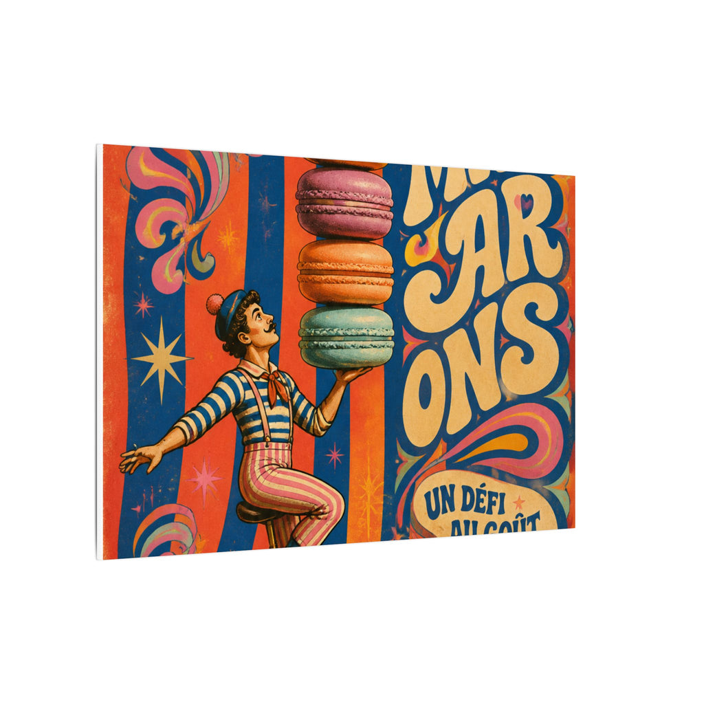 Macaron Balancing Tower Wall Art Canvas 16×20 Psychedelic Cafe Decor Maximalist Print