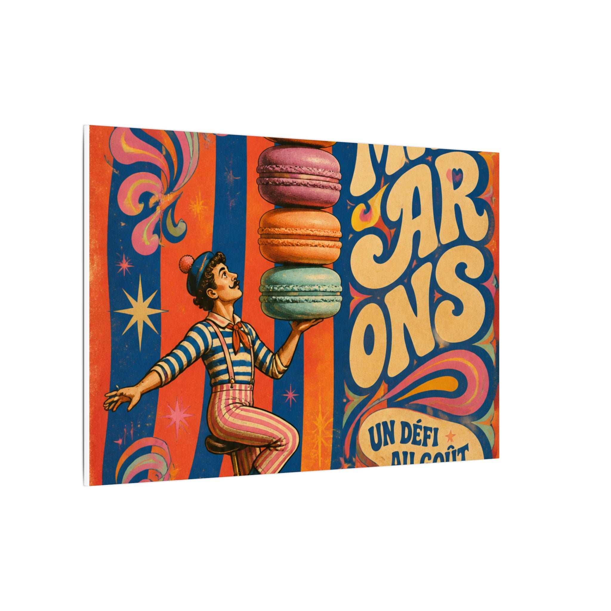Macaron Balancing Tower Wall Art Canvas 16×20 Psychedelic Cafe Decor Maximalist Print