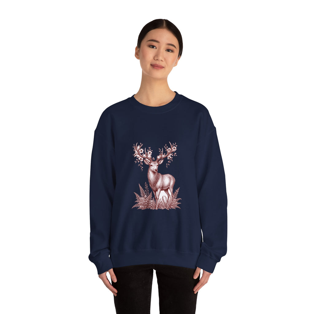 Matching Couple Sweatshirt - Bear & Deer Matching Couple Comfort Colors Crew Hand-Drawn Art His Hers Anniversary Gift - Design B