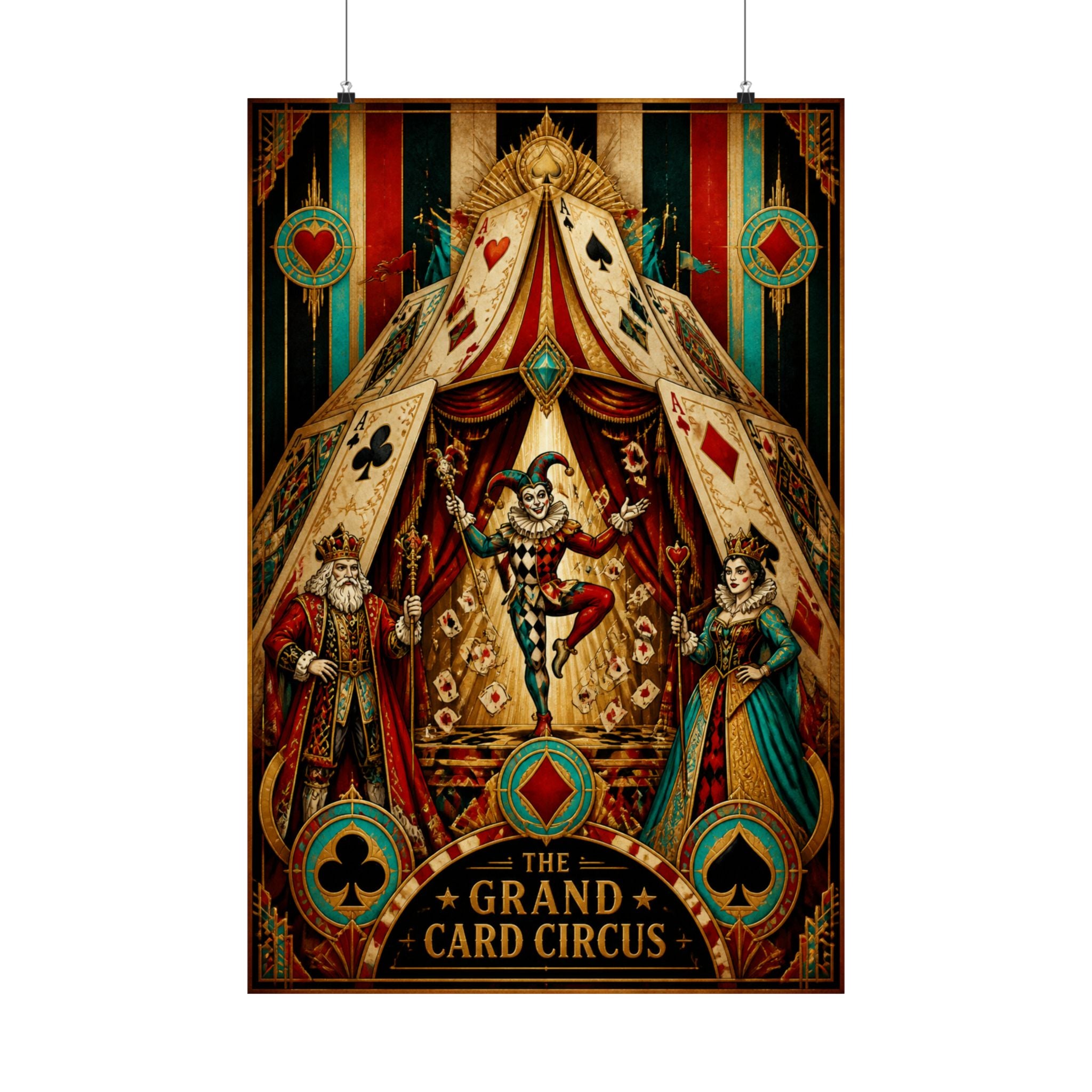 Playing Cards Tent Wall Art Poster 18×24 Art Deco Entryway Decor Maximalist Print