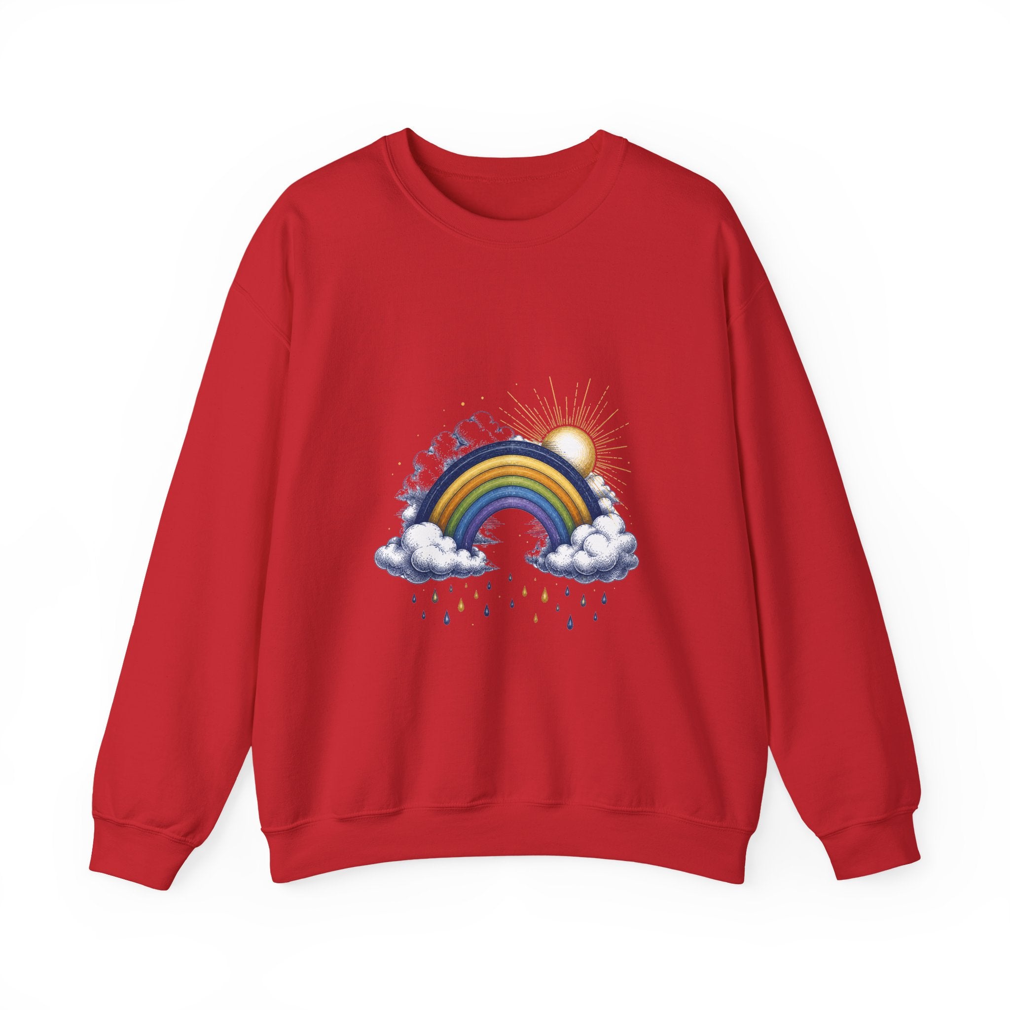 Matching Couple Sweatshirt - Storm & Rainbow Matching Couple Crewneck Sweatshirt Hand-Drawn Art His Hers Best Friend Gift - Design B