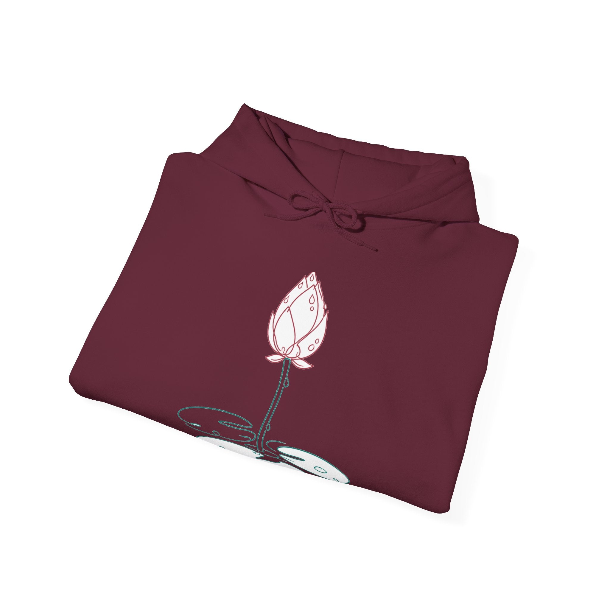Matching Couple Sweatshirt - Open & Closed Lotus Matching Couple Hooded Sweatshirt Minimalist Art His Hers Valentine Gift - Design B
