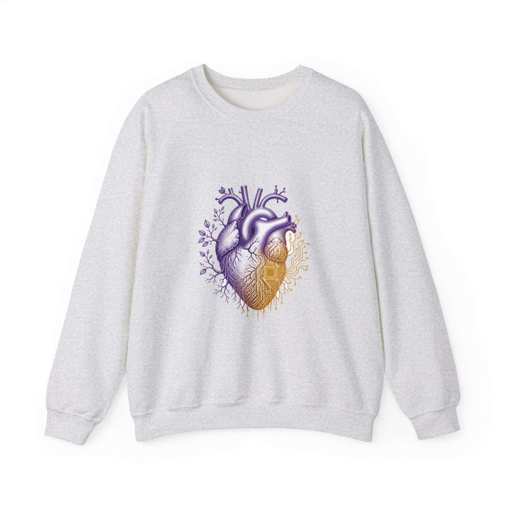 Matching Couple Sweatshirt - Robot & Heart Matching Couple Crewneck Sweatshirt Vintage Art His Hers Wedding Gift - Design B