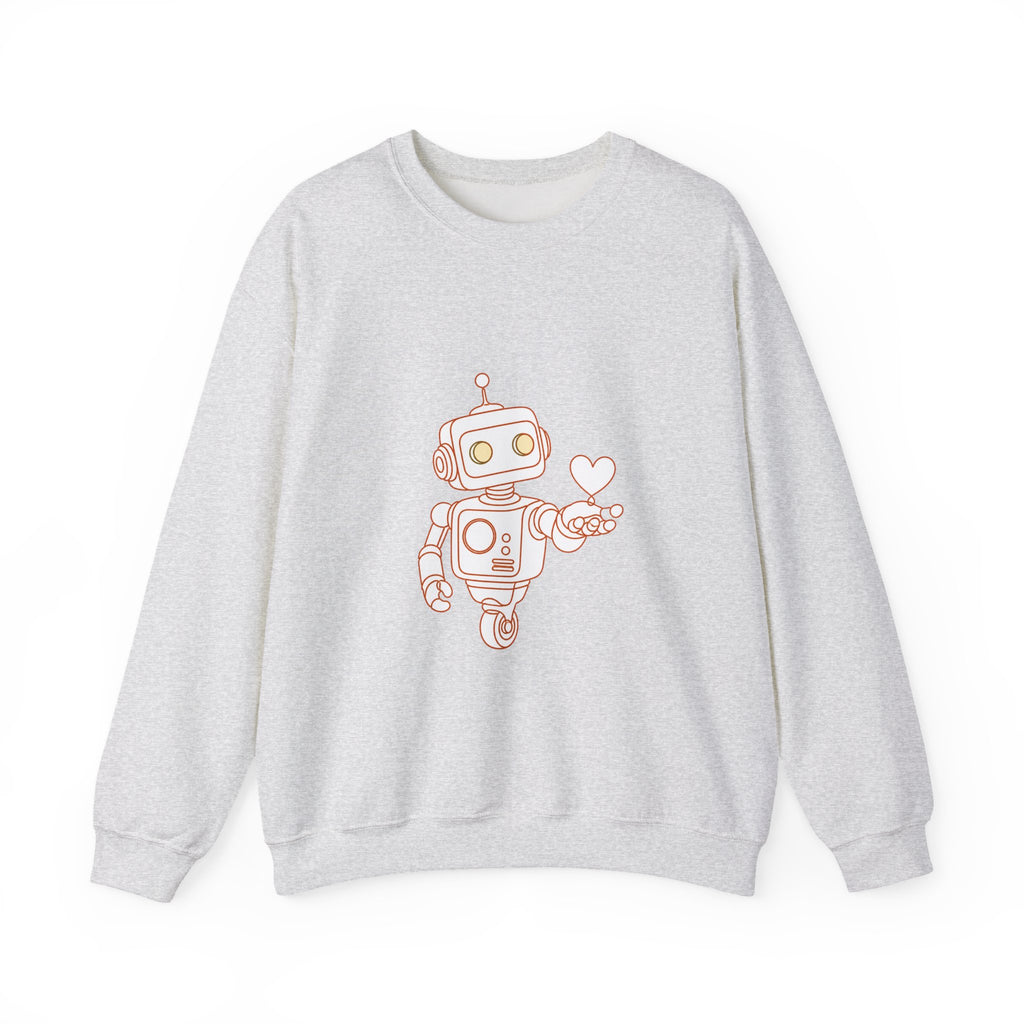 Matching Couple Sweatshirt - Robot & Heart Matching Couple Crewneck Sweatshirt Minimalist Art His Hers Valentine Gift - Design A