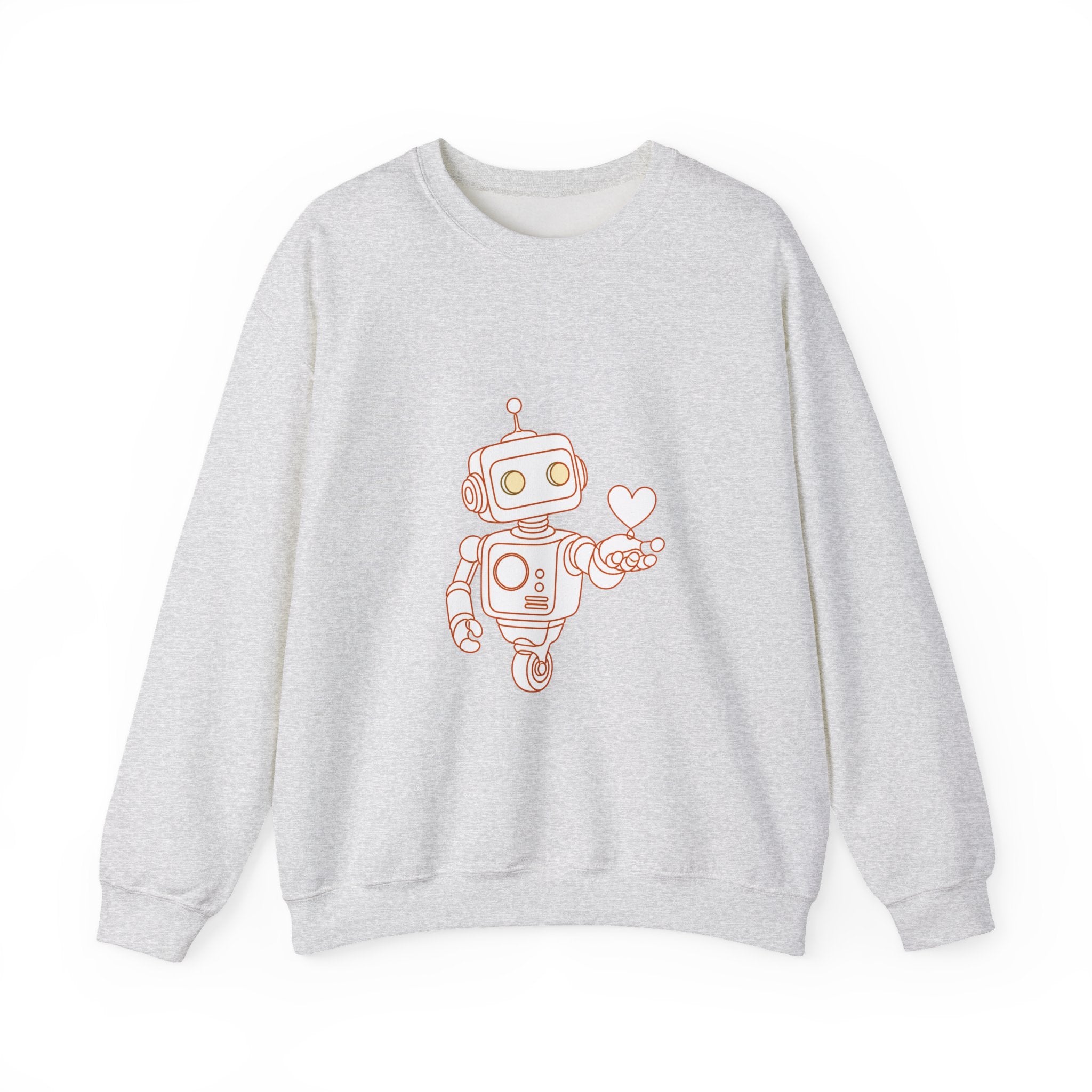 Matching Couple Sweatshirt - Robot & Heart Matching Couple Crewneck Sweatshirt Minimalist Art His Hers Valentine Gift - Design A