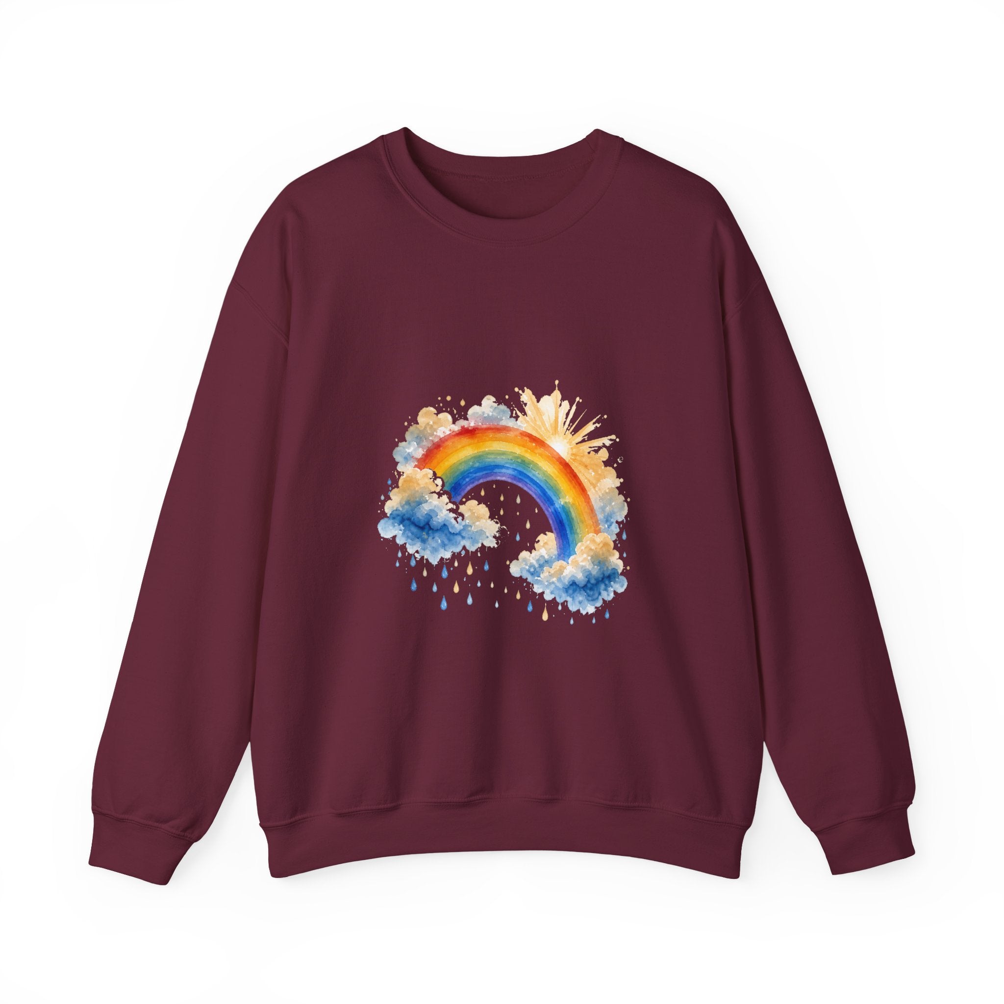 Matching Couple Sweatshirt - Storm & Rainbow Matching Couple Comfort Colors Crew Watercolor Art His Hers Birthday Gift - Design B