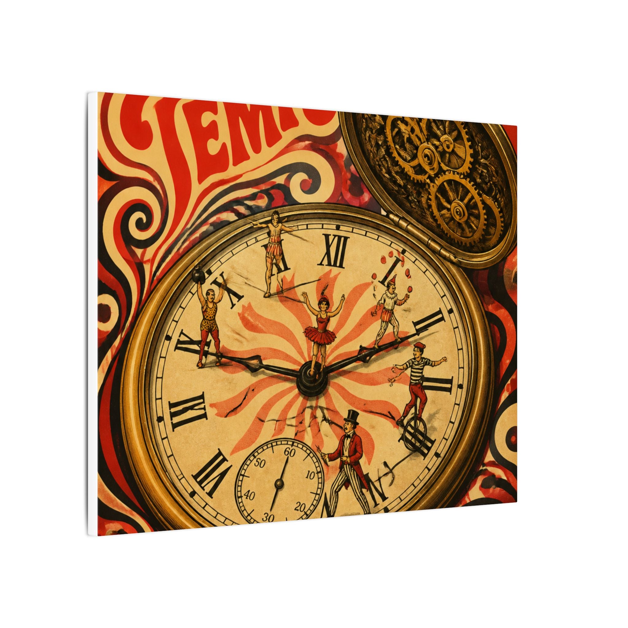 Pocket Watch Performers Wall Art Canvas 16×20 Psychedelic Cafe Decor Maximalist Print