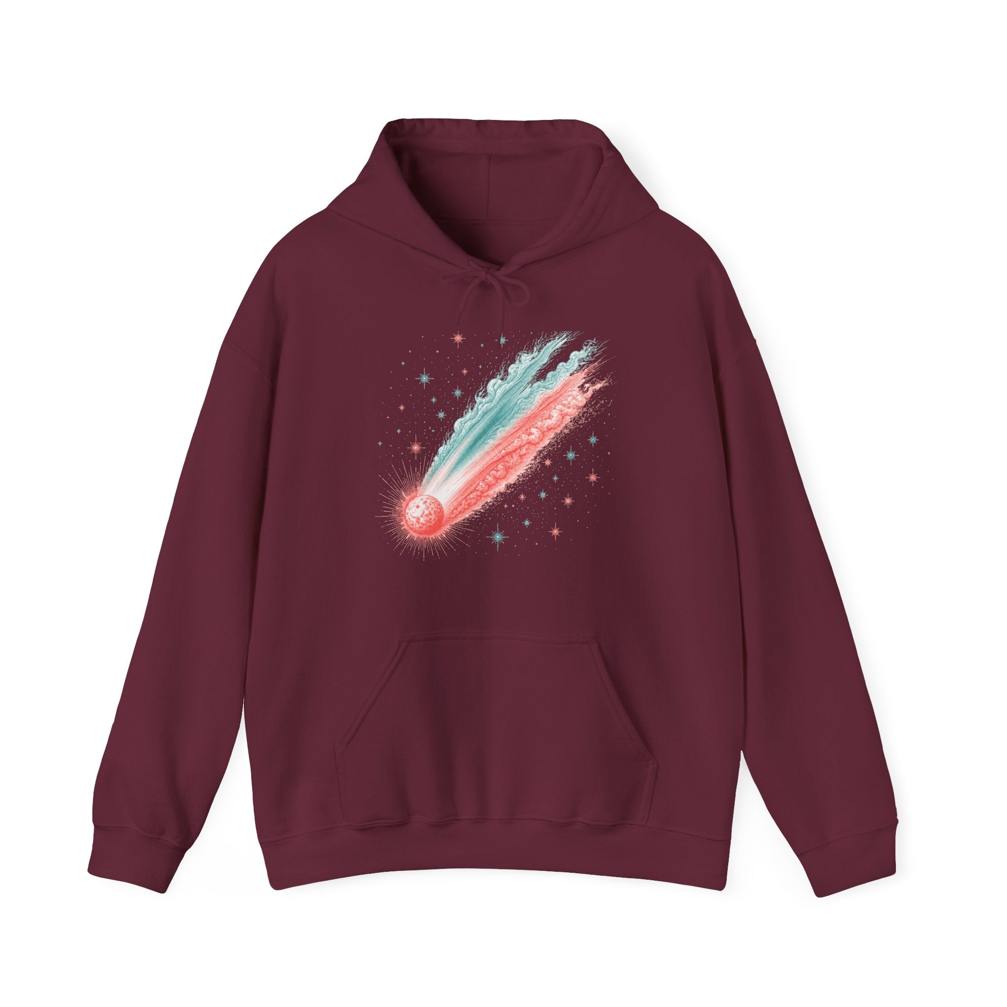 Matching Couple Sweatshirt - Comet & Asteroid Matching Couple Hooded Sweatshirt Vintage Art His Hers Wedding Gift - Design A