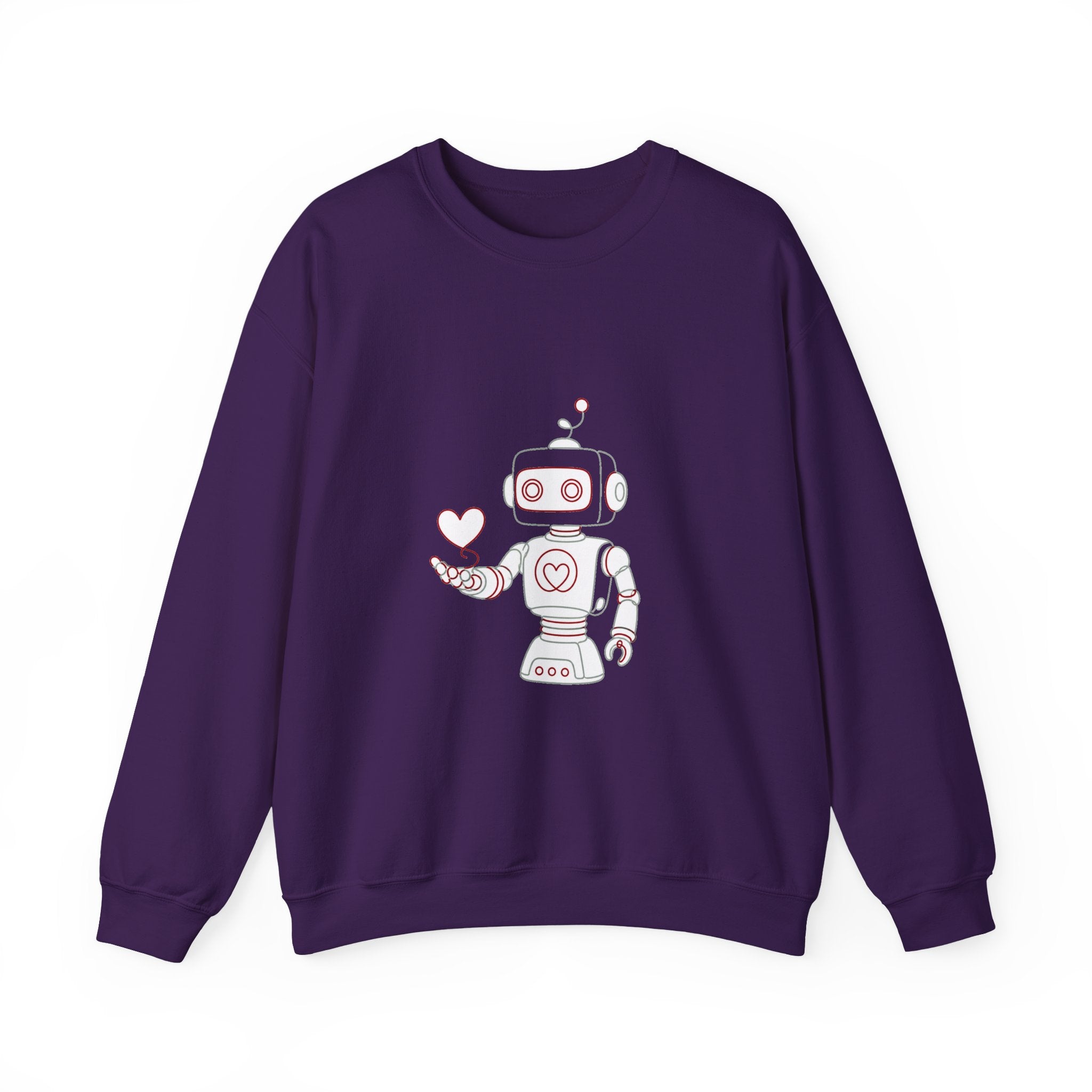 Matching Couple Sweatshirt - Robot & Heart Matching Couple Premium Fleece Sweatshirt Minimalist Art His Hers Christmas Gift - Design A
