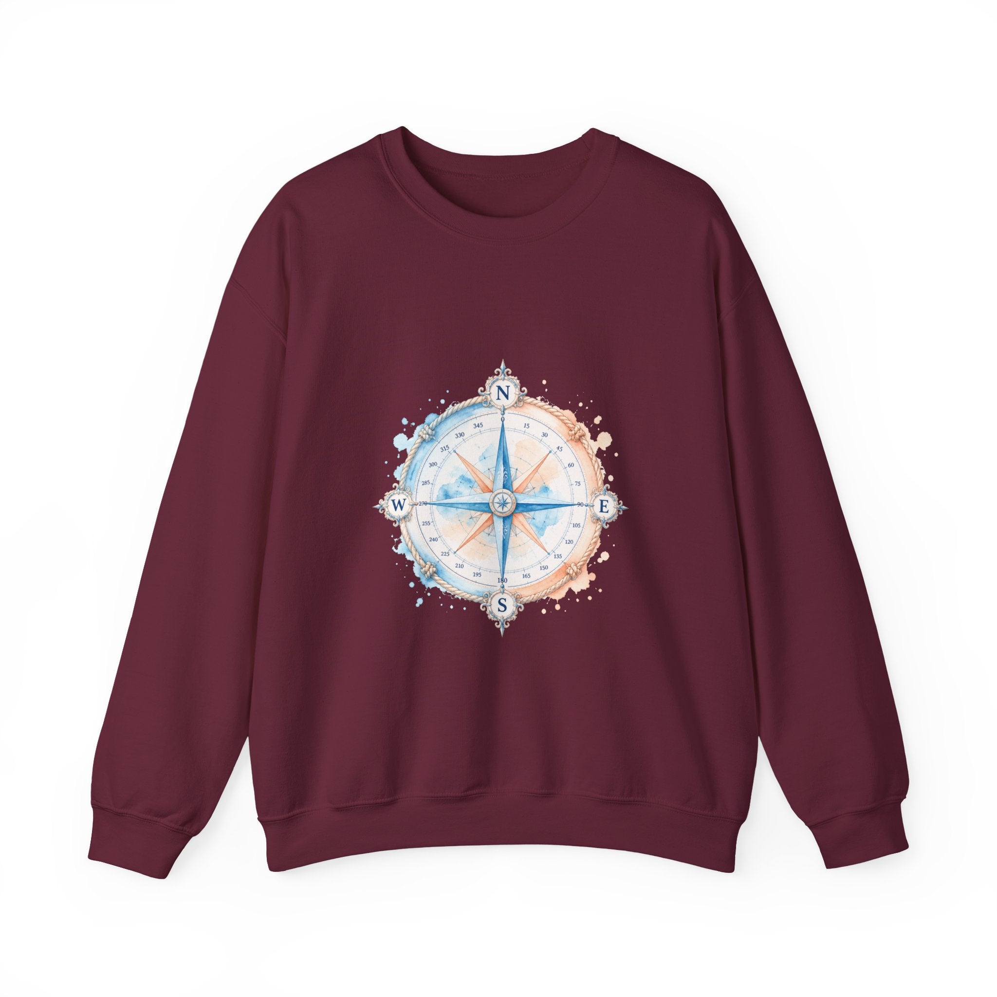 Matching Couple Sweatshirt - Compass North & South Matching Couple Premium Fleece Sweatshirt Watercolor Art His Hers Birthday Gift - Design A