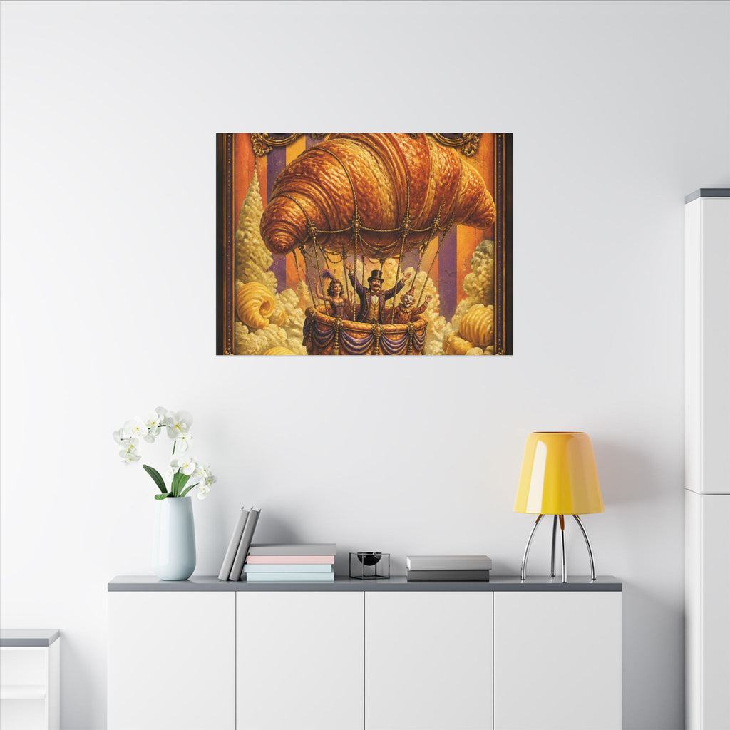 Croissant Hot Air Balloon Wall Art Canvas 16×20 Baroque Home Office Decor Maximalist Print