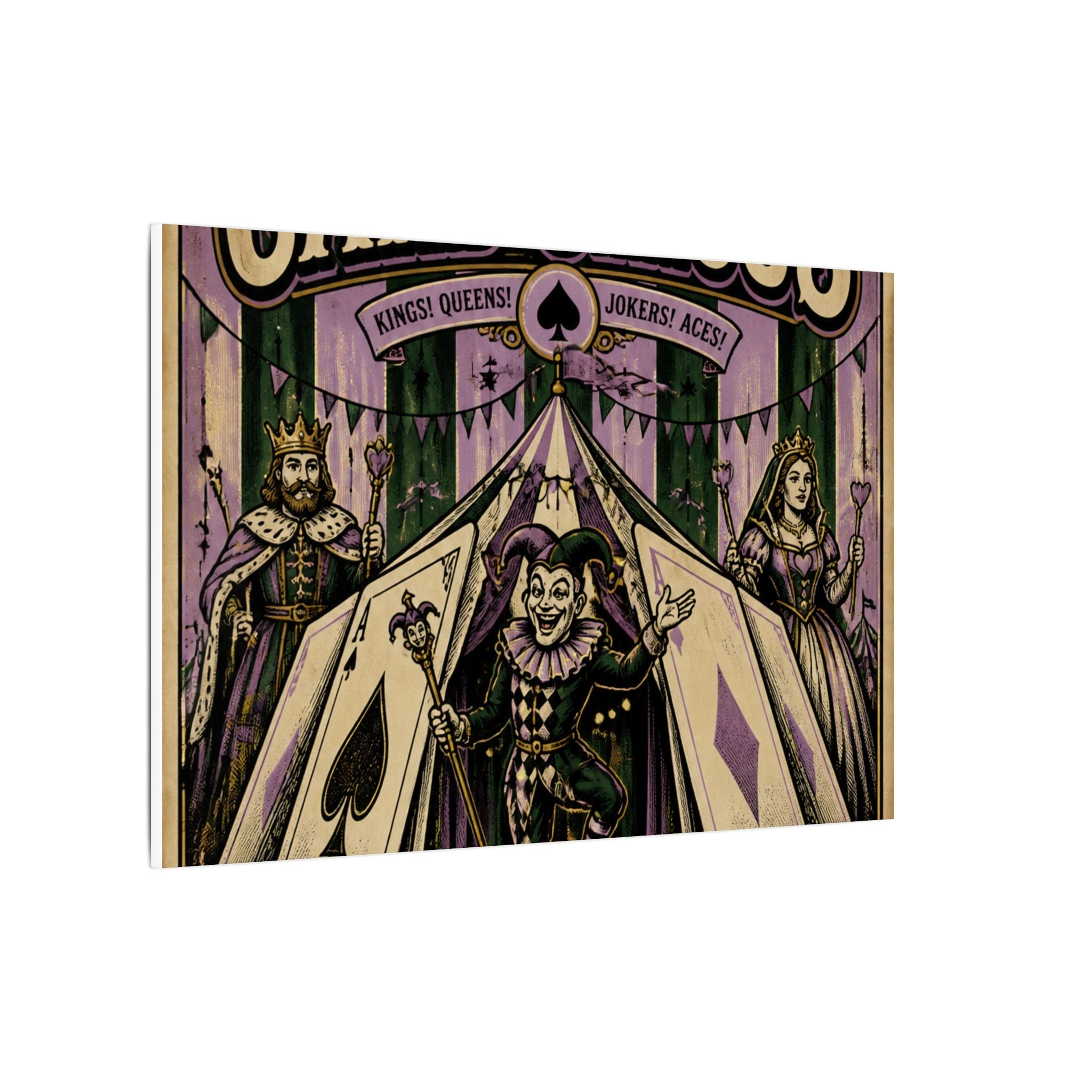 Playing Cards Tent Wall Art Canvas 16×20 Vintage Circus Kitchen Decor Maximalist Print